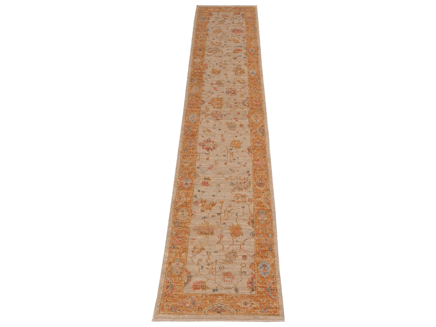 Angora Oushak 149534 Ivory Orange 2.5x13.3 Hand Knotted Rug