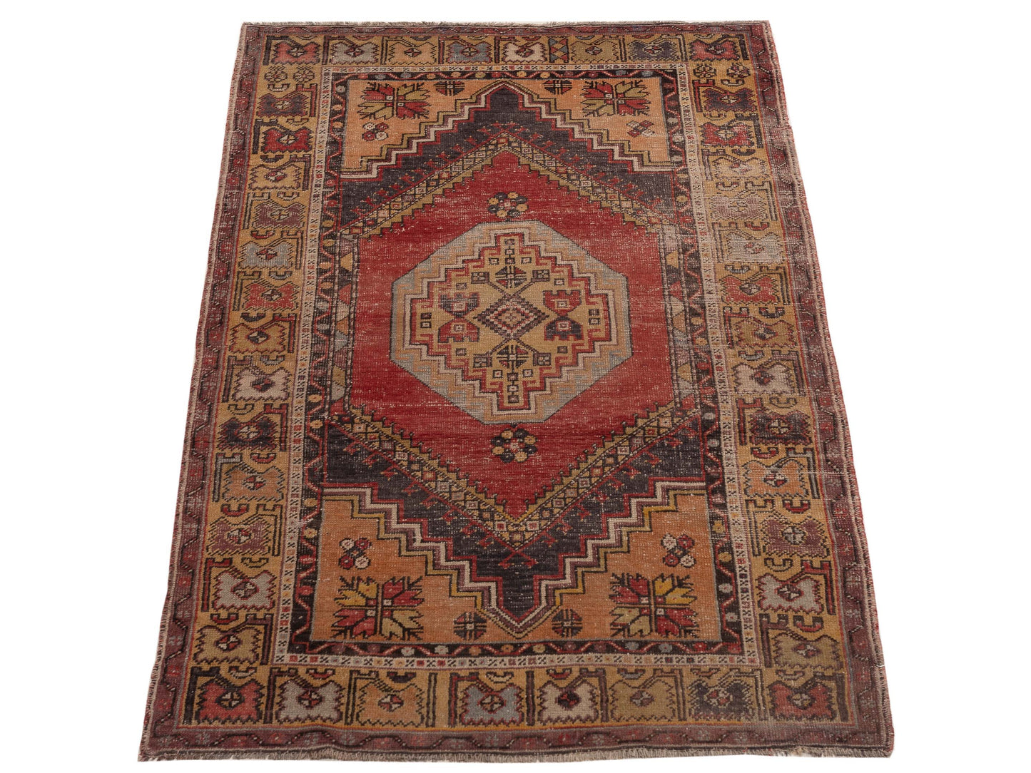 Old Anatolian 154180 Red Gold 3.9x6.11 Hand Knotted Rug
