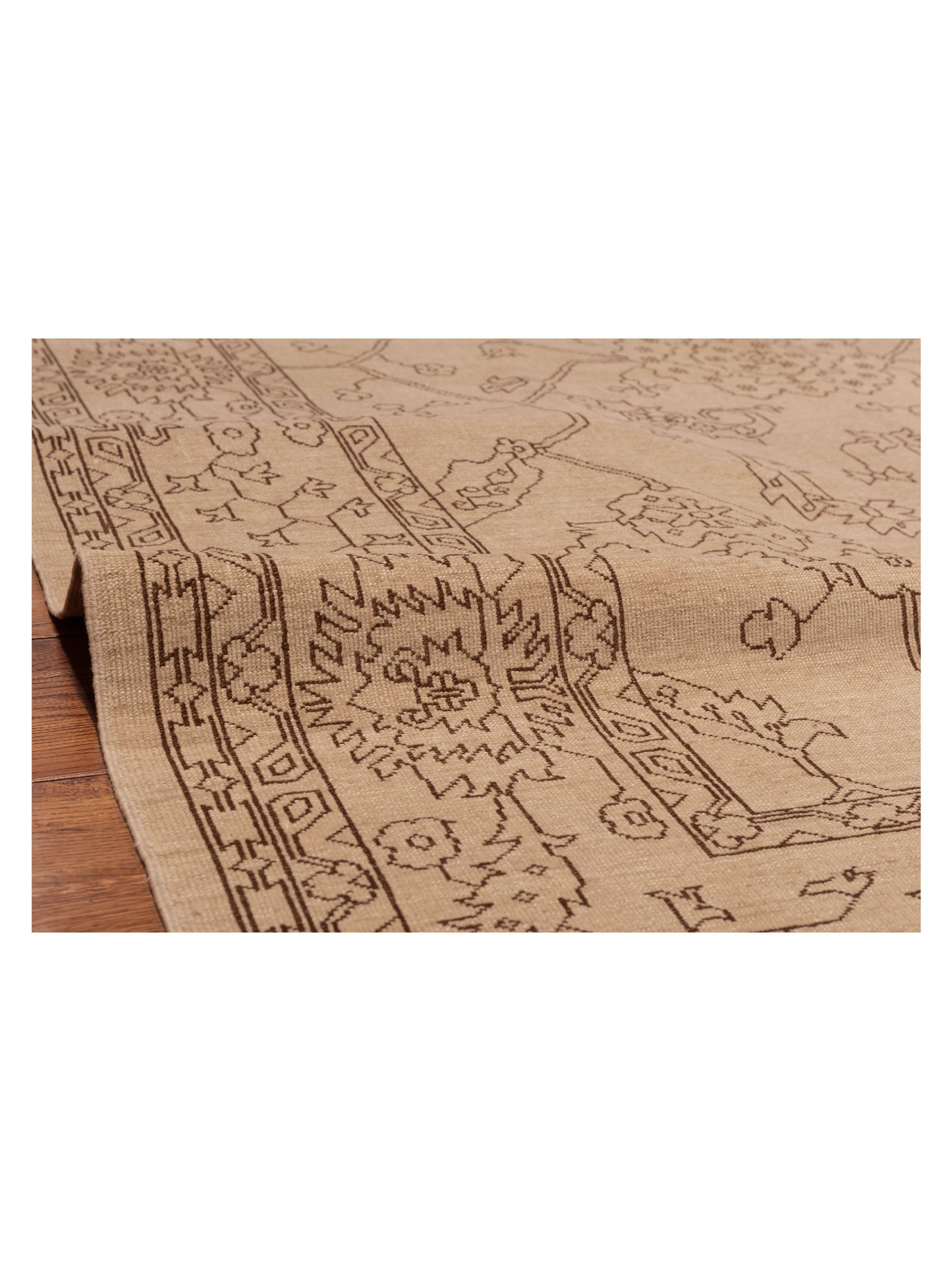 Defne Emerald Ivory Dark Brown 6.9x10 Hand Knotted Rug