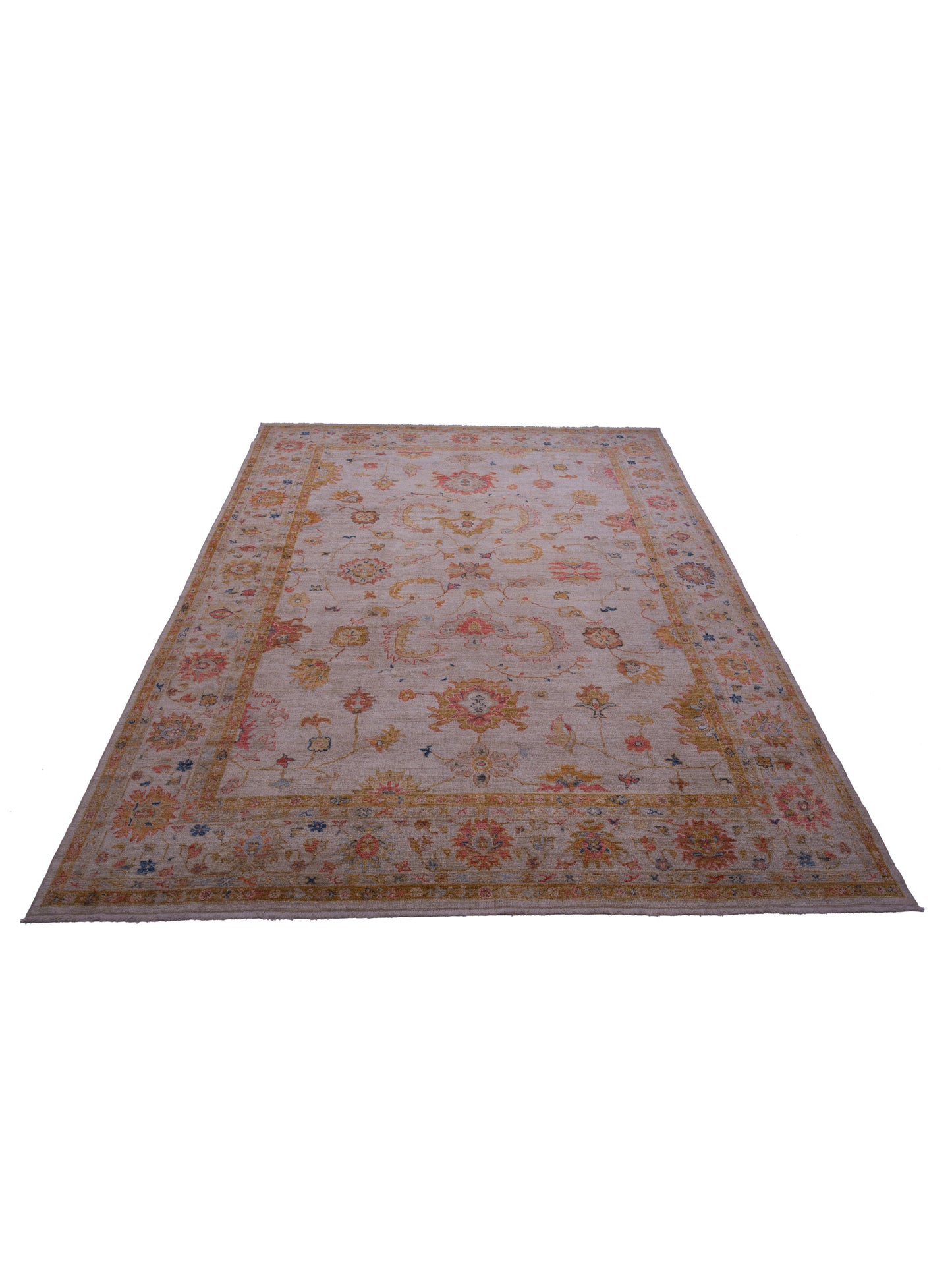 Angora Oushak 146458 Ivory Ivory 10.2x13.5 Hand Knotted Rug