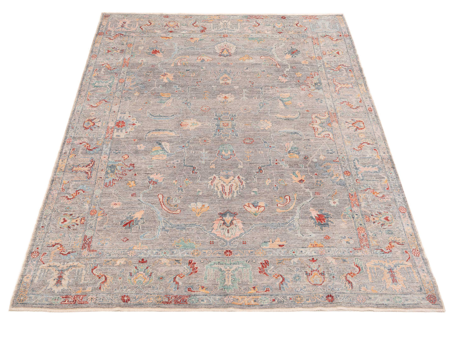 Angora Oushak 152530 Gray Gray 8.10x11.4 Hand Knotted Rug