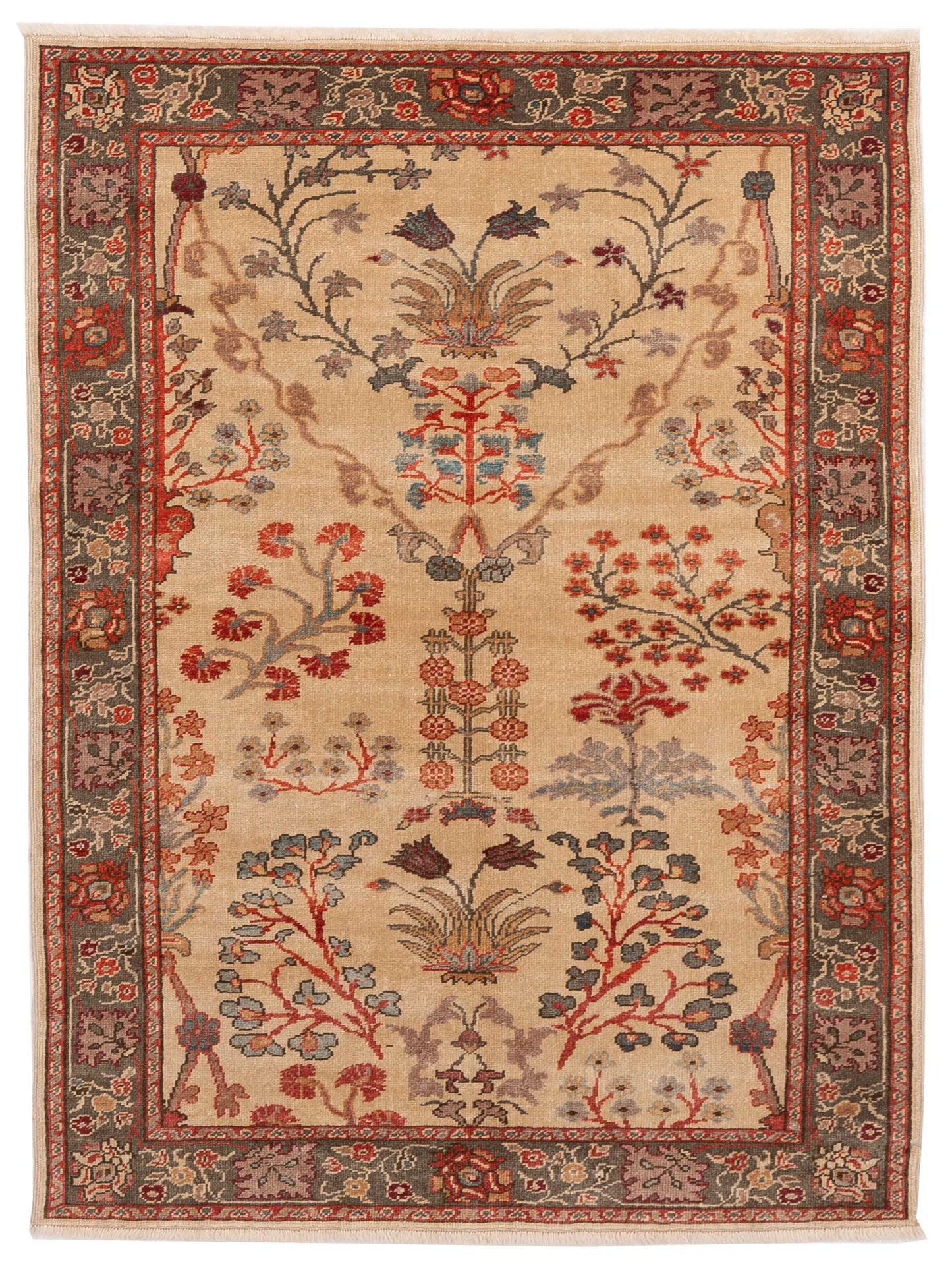 Pasha Antique Loom  Ivory Green Traditional