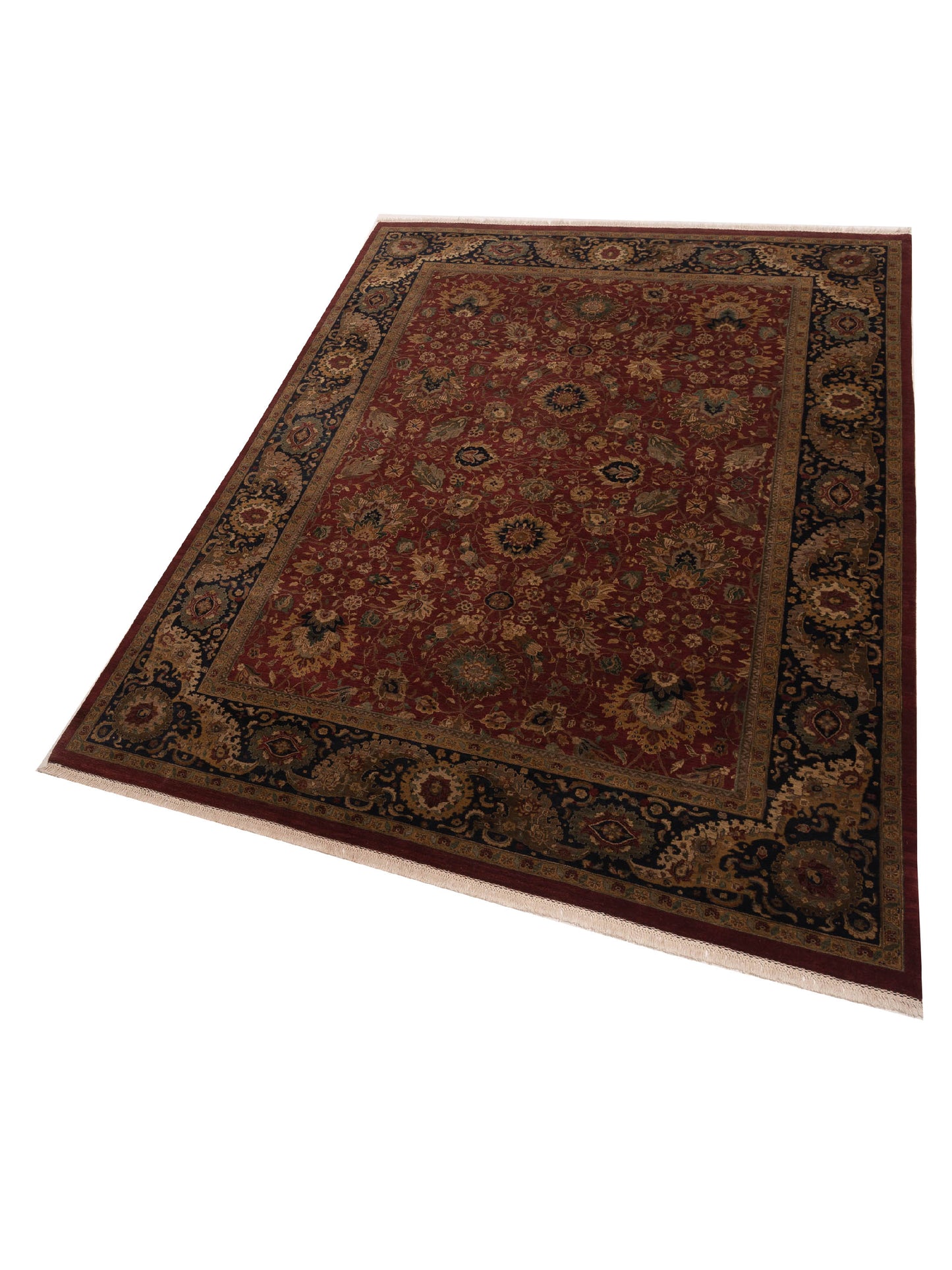 Crown 90234 Burgundy Navy 9.1x12.6 Hand Knotted Rug
