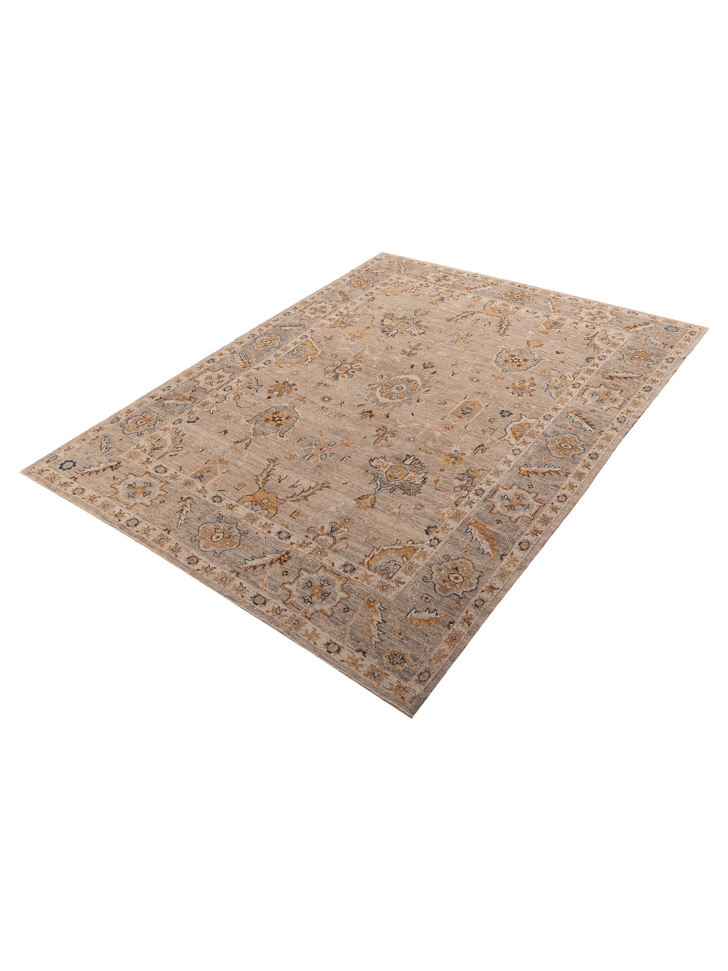 Angora Oushak 156153 Silver Gray 9.1x12.1 Hand Knotted Rug