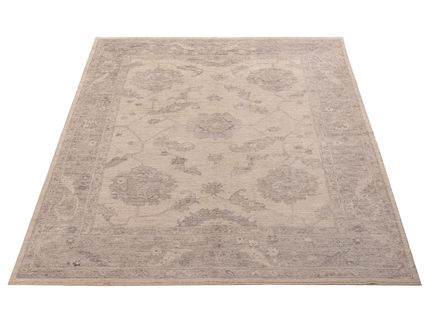 Angora Oushak 156178 Ivory Gray 8x9.9 Hand Knotted Rug