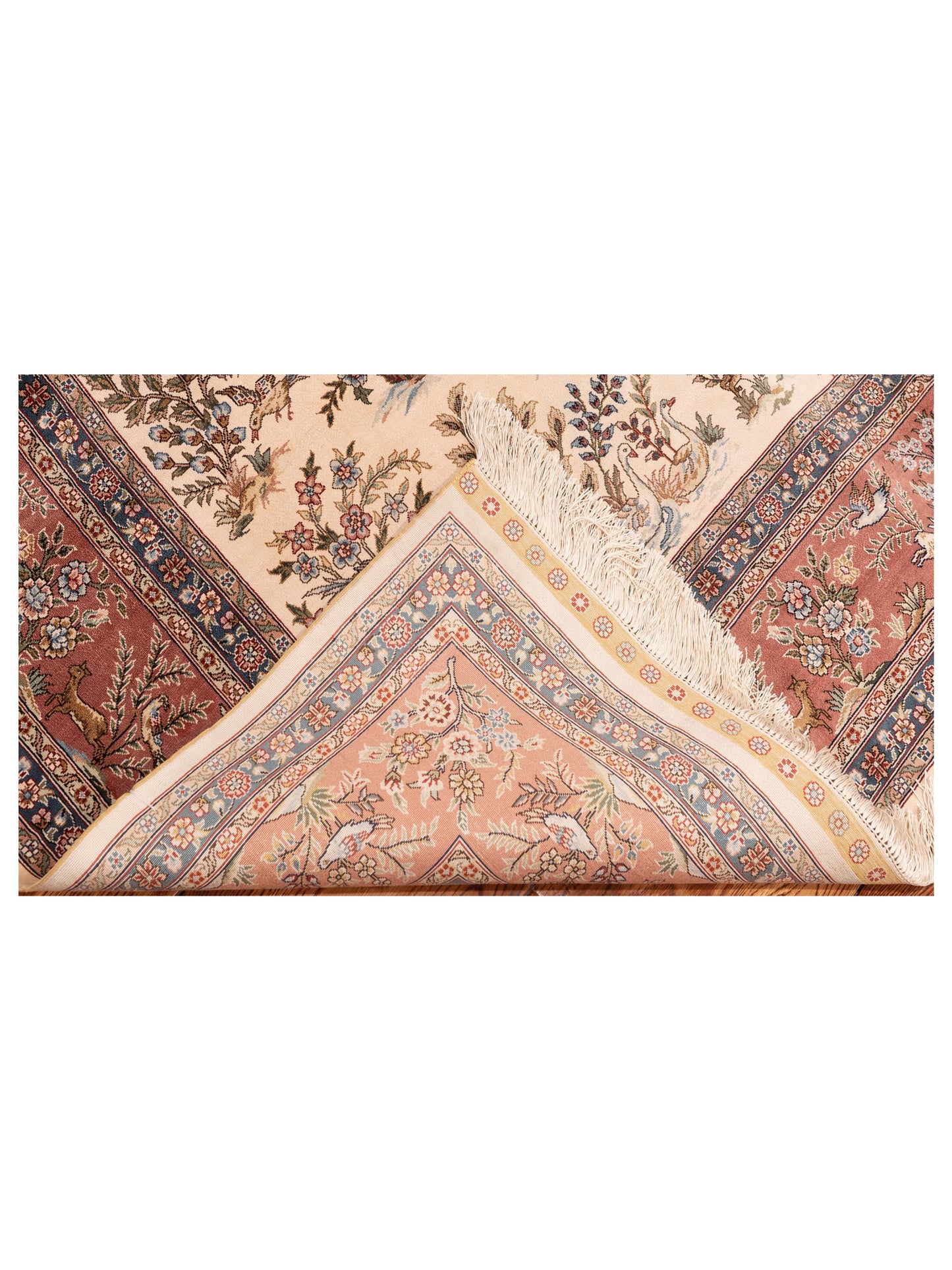 Pure Silk 120796 Ivory Pink 5.7x8 Hand Knotted Rug