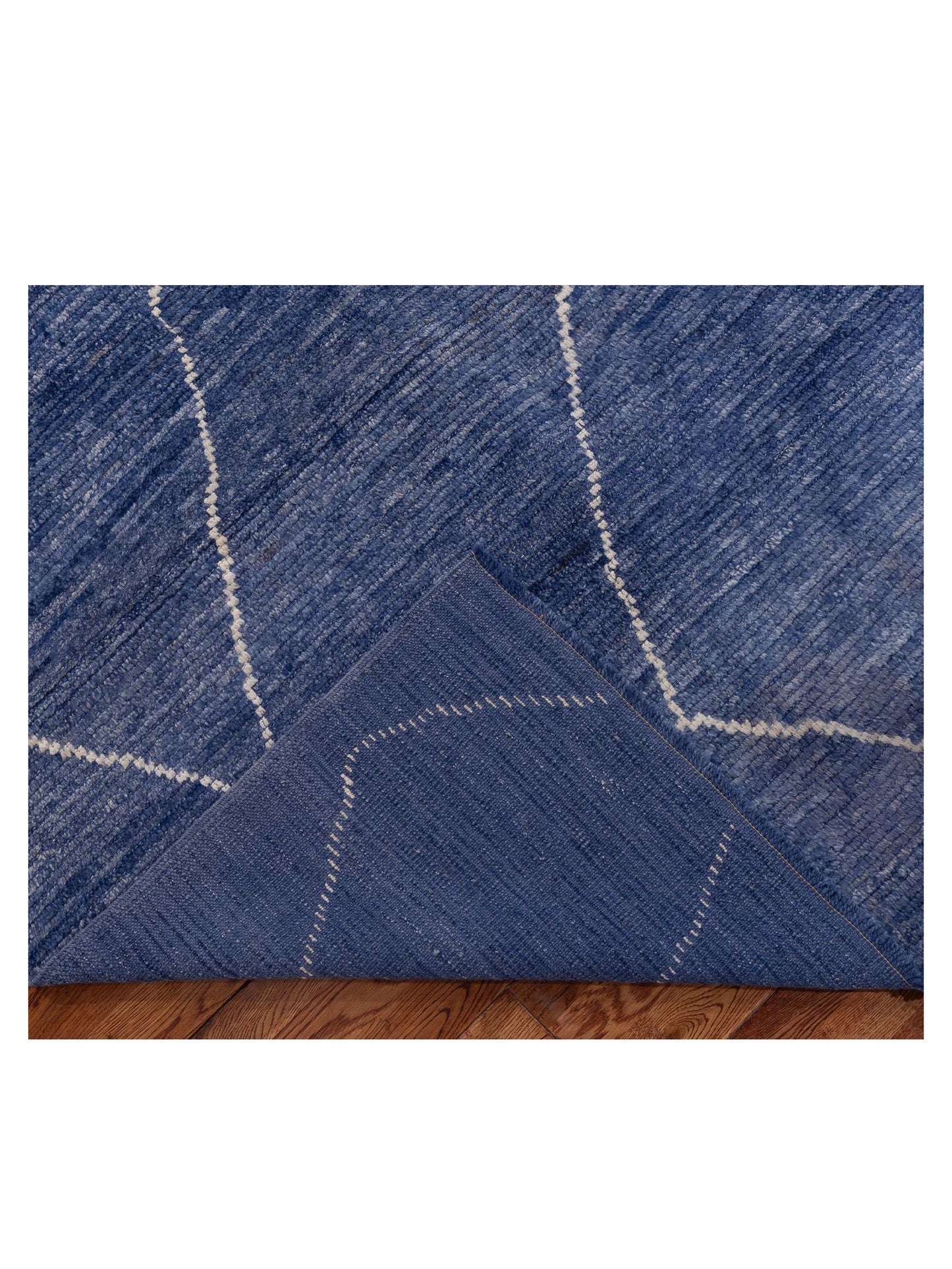 Berber Jean Blue Ivory 9.1x11.8 Hand Knotted Rug