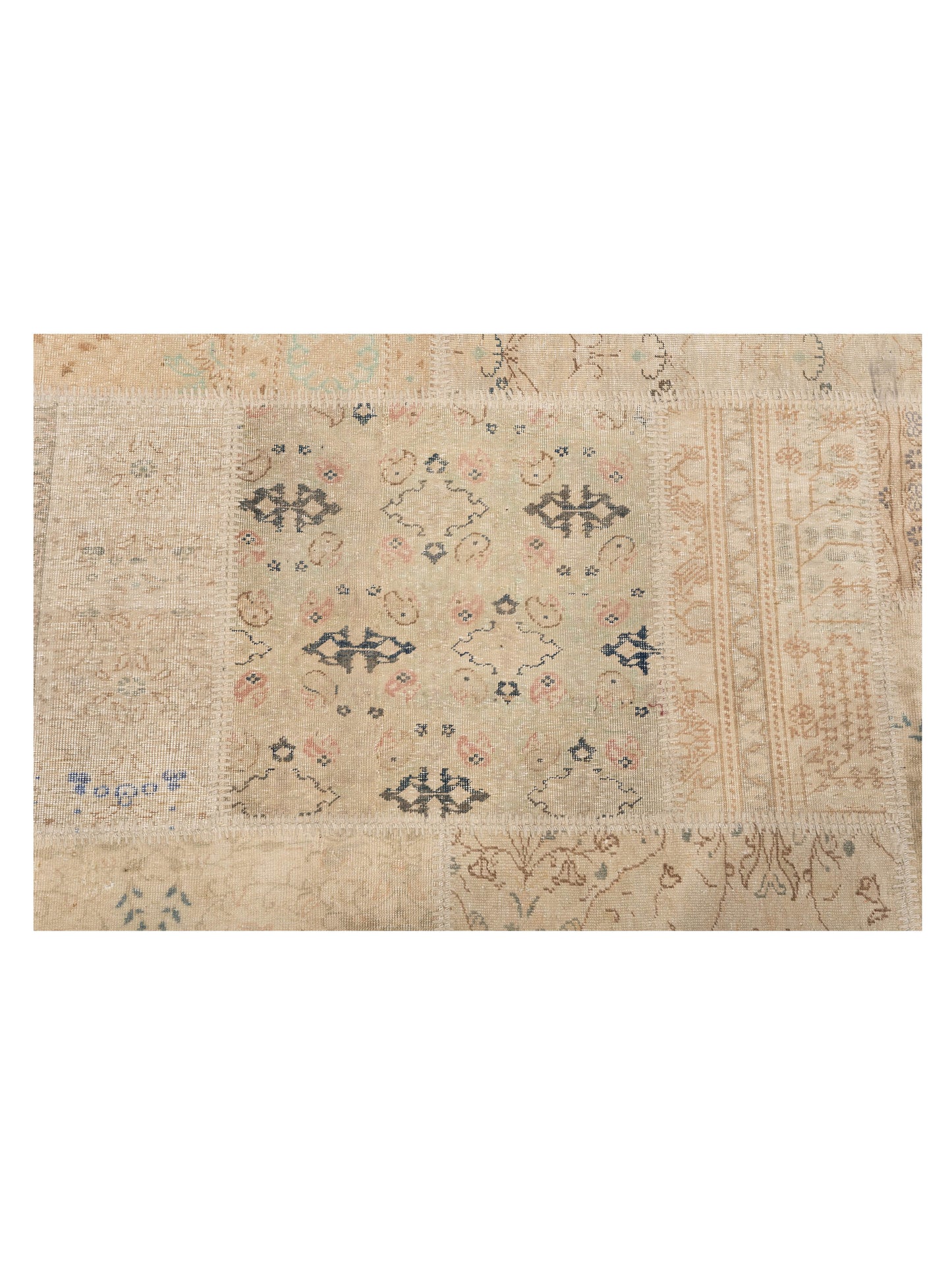 Turkish Vestige Patchwork 147811 Beige Beige 8.1x9.10 Hand Knotted Rug