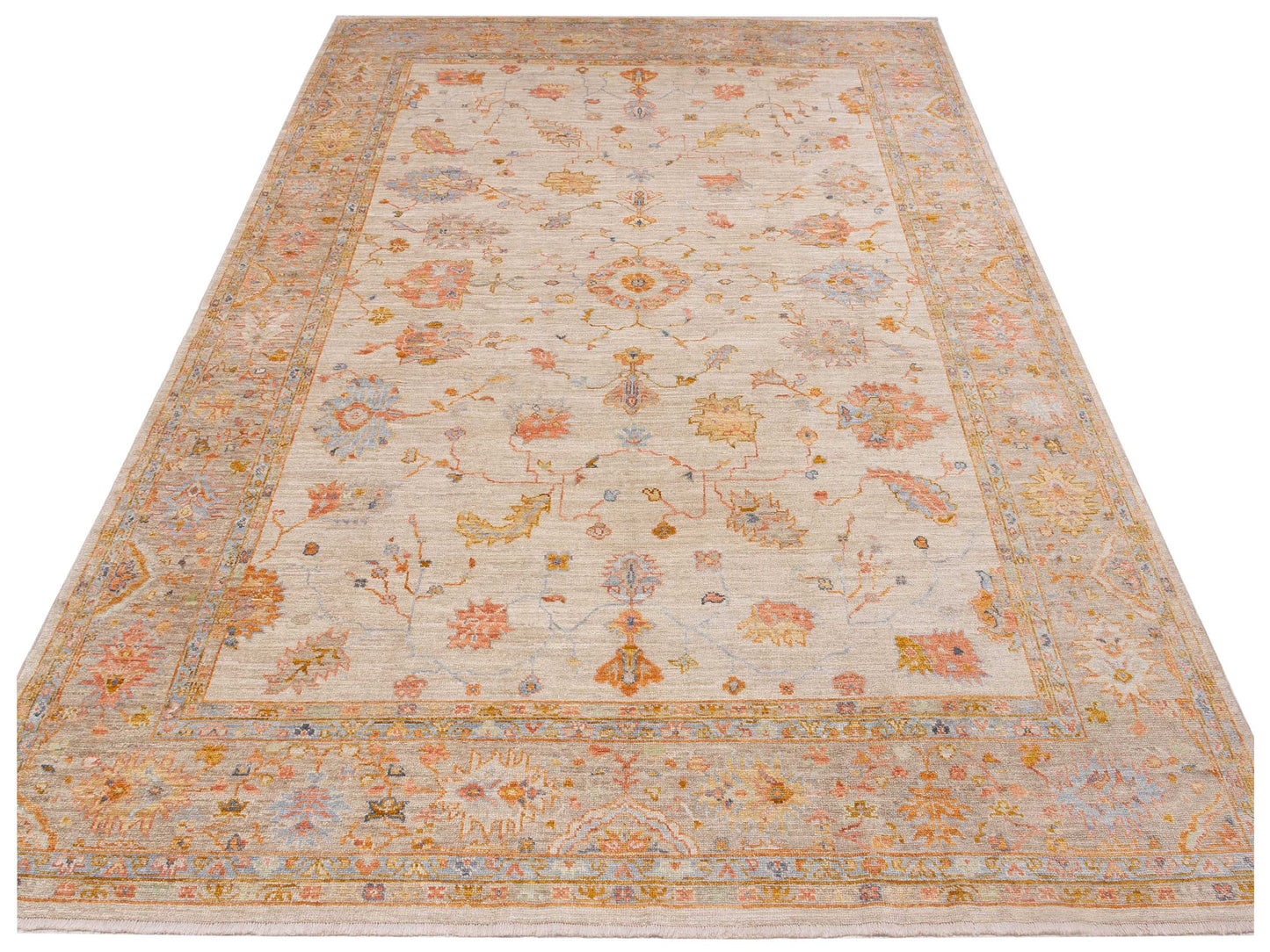 Angora Oushak 147971 Ivory Silver 10x13.4 Hand Knotted Rug