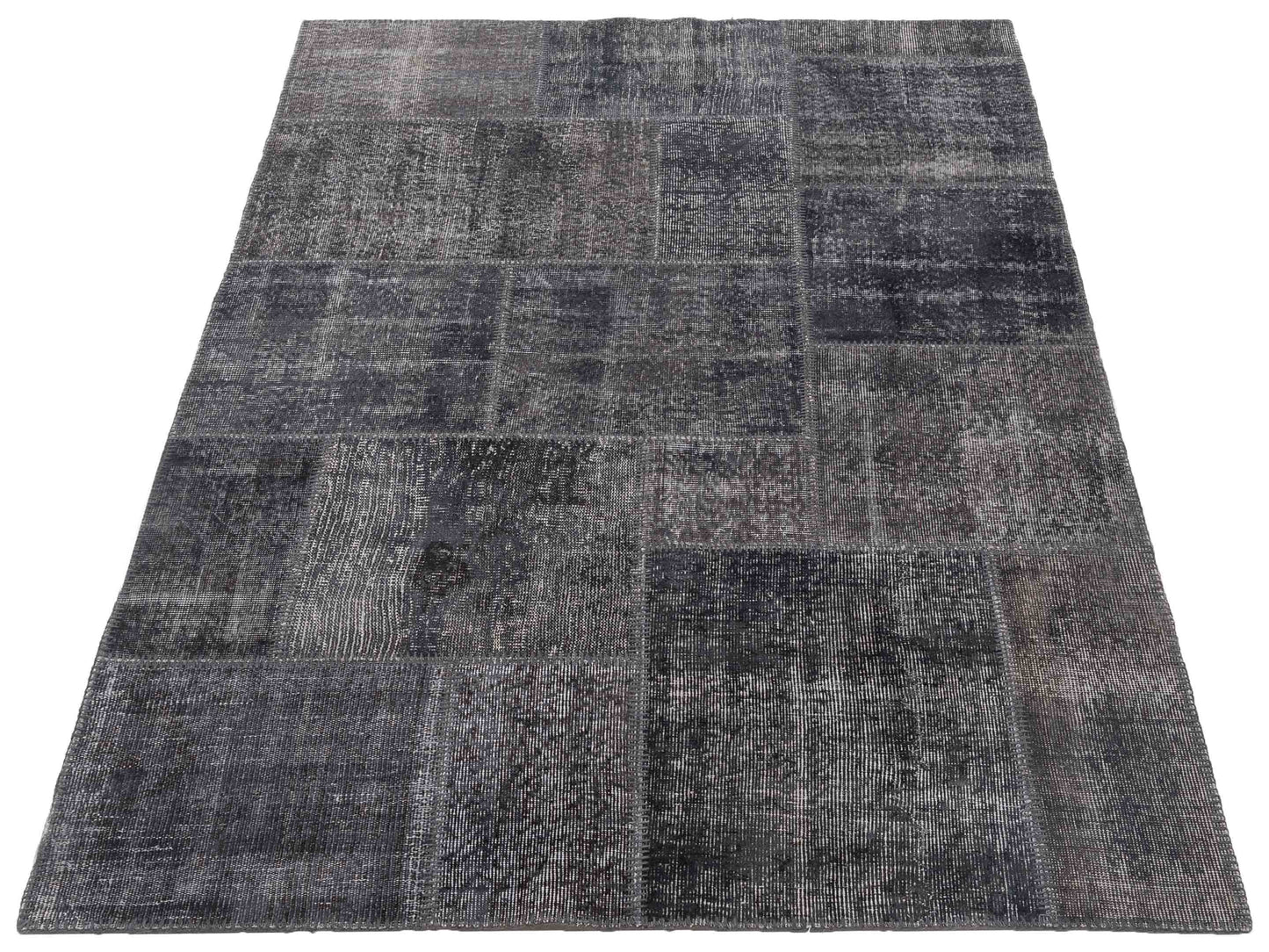 Turkish Vestige Patchwork 131030 Dark Gray Dark Gray 5x7.10 Hand Knotted Rug