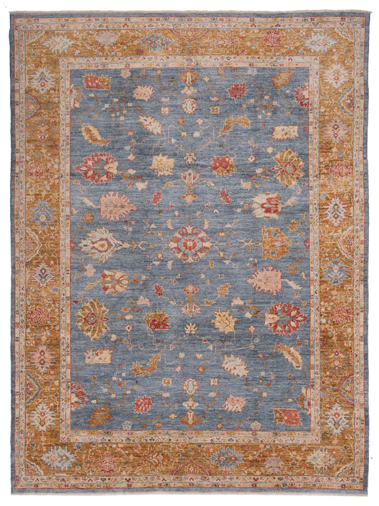 Anadol Angora Oushak  Teal Blue Gold Traditional