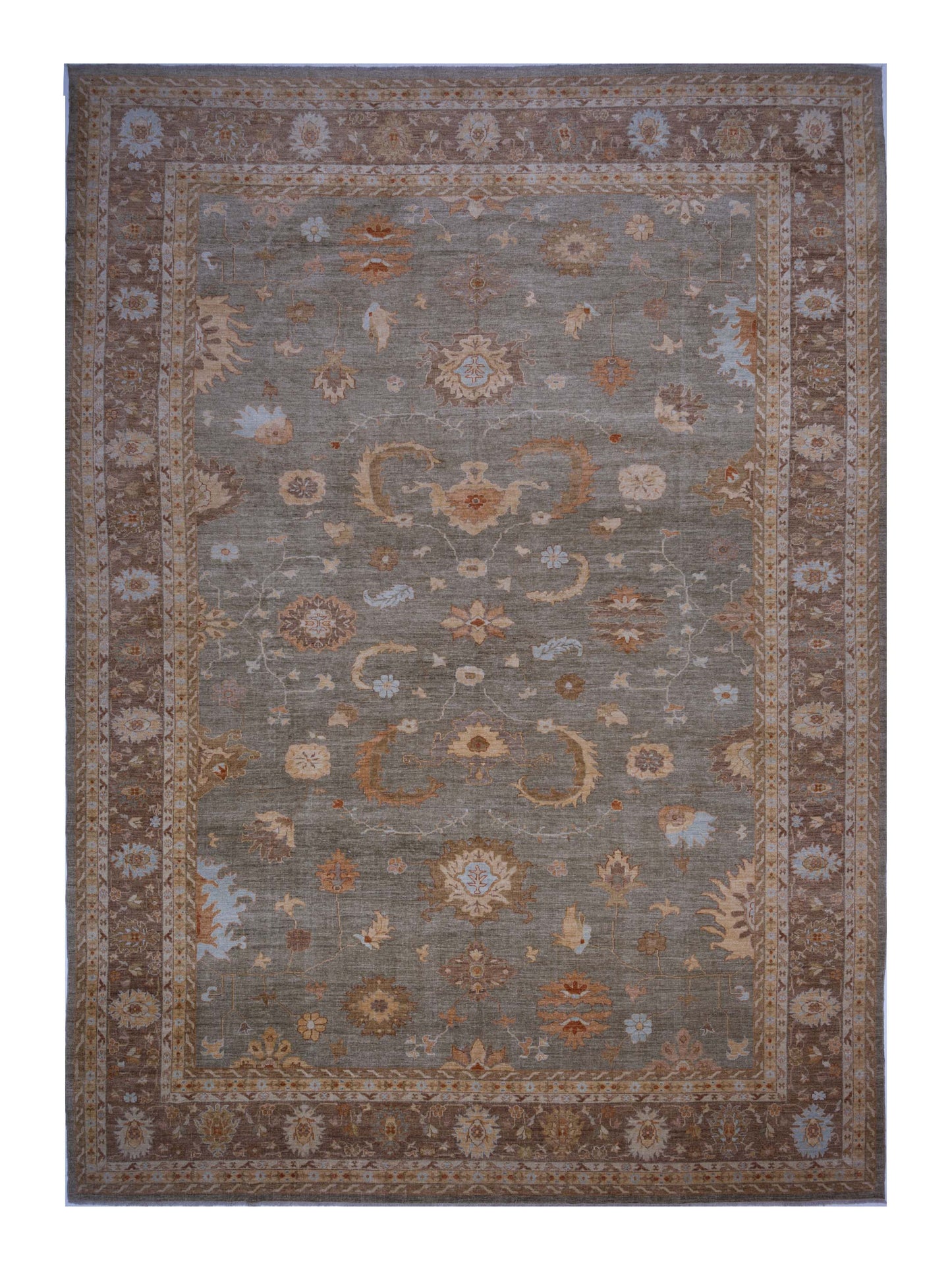 Anadol Angora Oushak  Green Brown Traditional