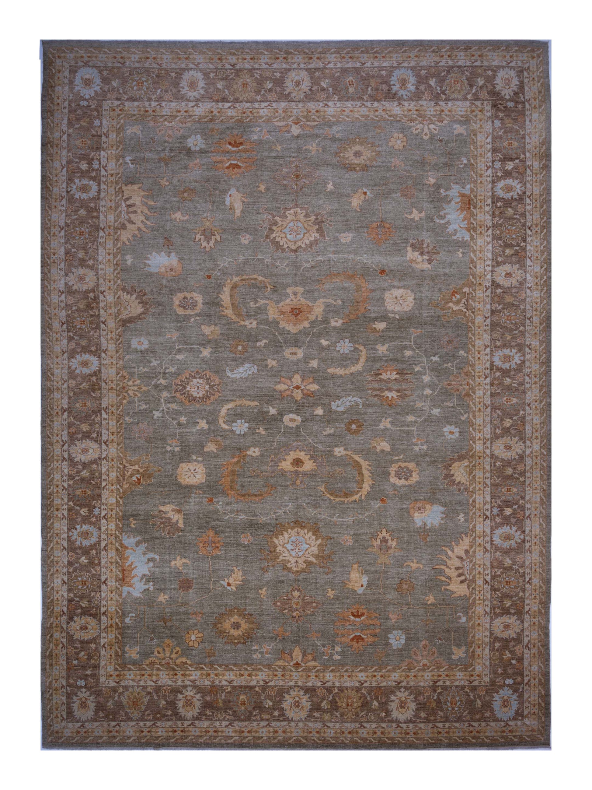 Anadol Angora Oushak  Green Brown Traditional