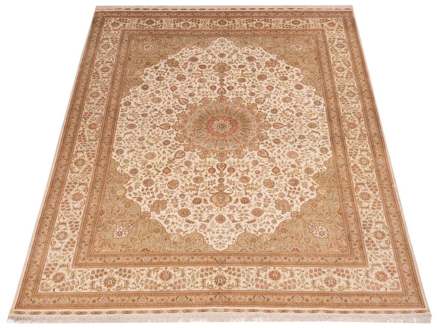 Pure Silk 118026 Ivory Ivory 9.1x11.10 Hand Knotted Rug