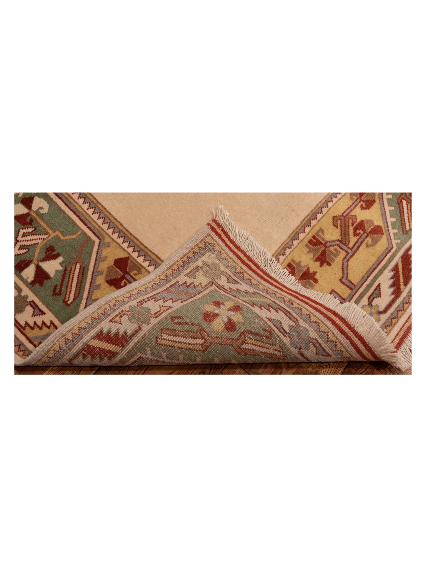Milas 146234 Ivory Green 4x6.11 Hand Knotted Rug