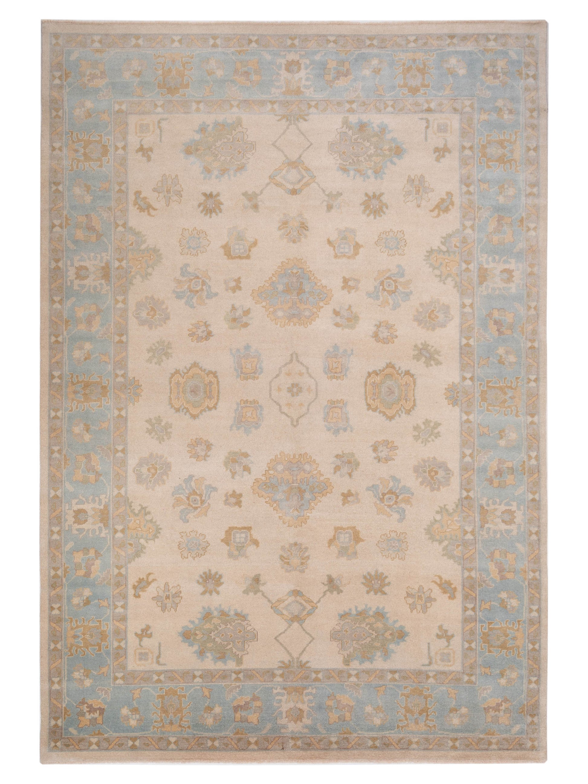 Rajpur Oushak Shah  Beige Blue Traditional