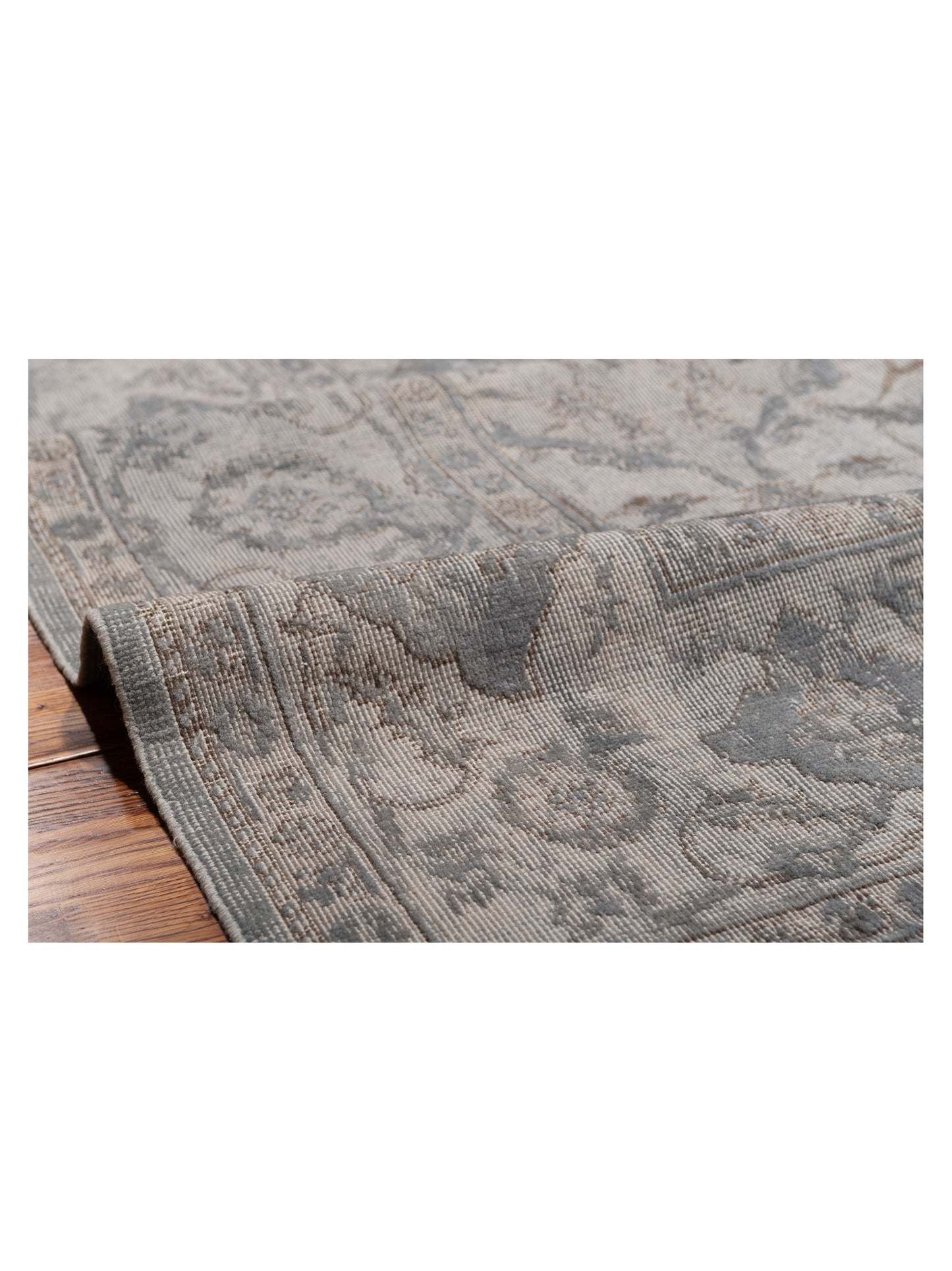 Vintage 118750 Light Gray 11.8x14.3 Hand Knotted Rug