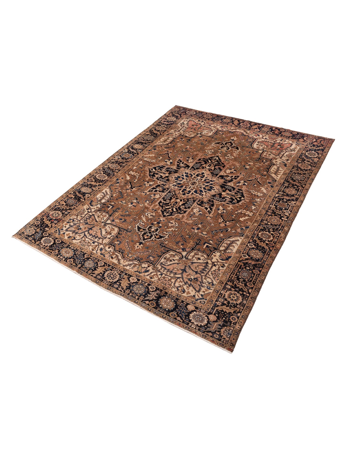 Persian 153626 Brown Navy 9.7x13.2 Hand Knotted Rug