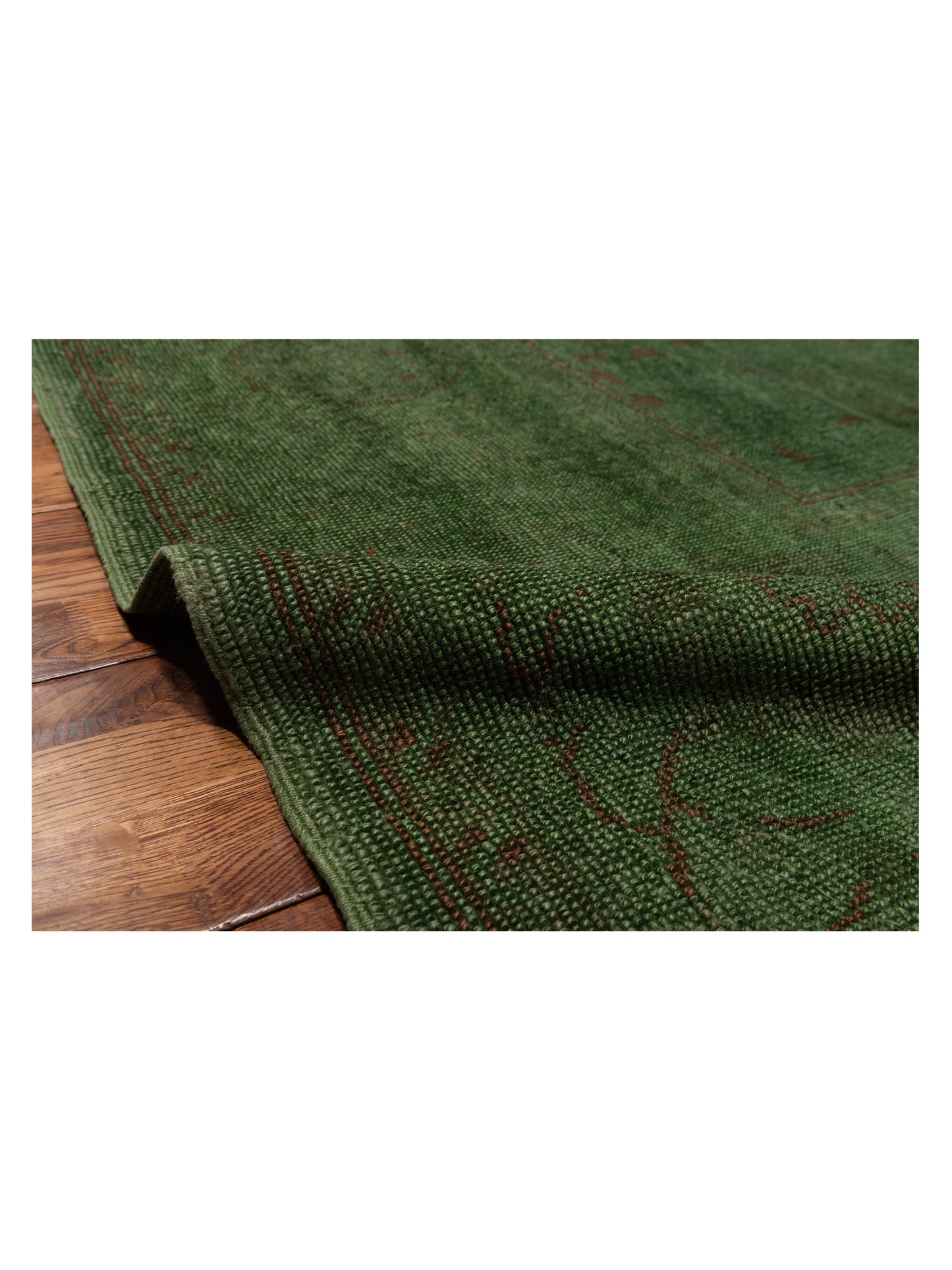 Vintage 75083 Green 9.7x12.2 Hand Knotted Rug