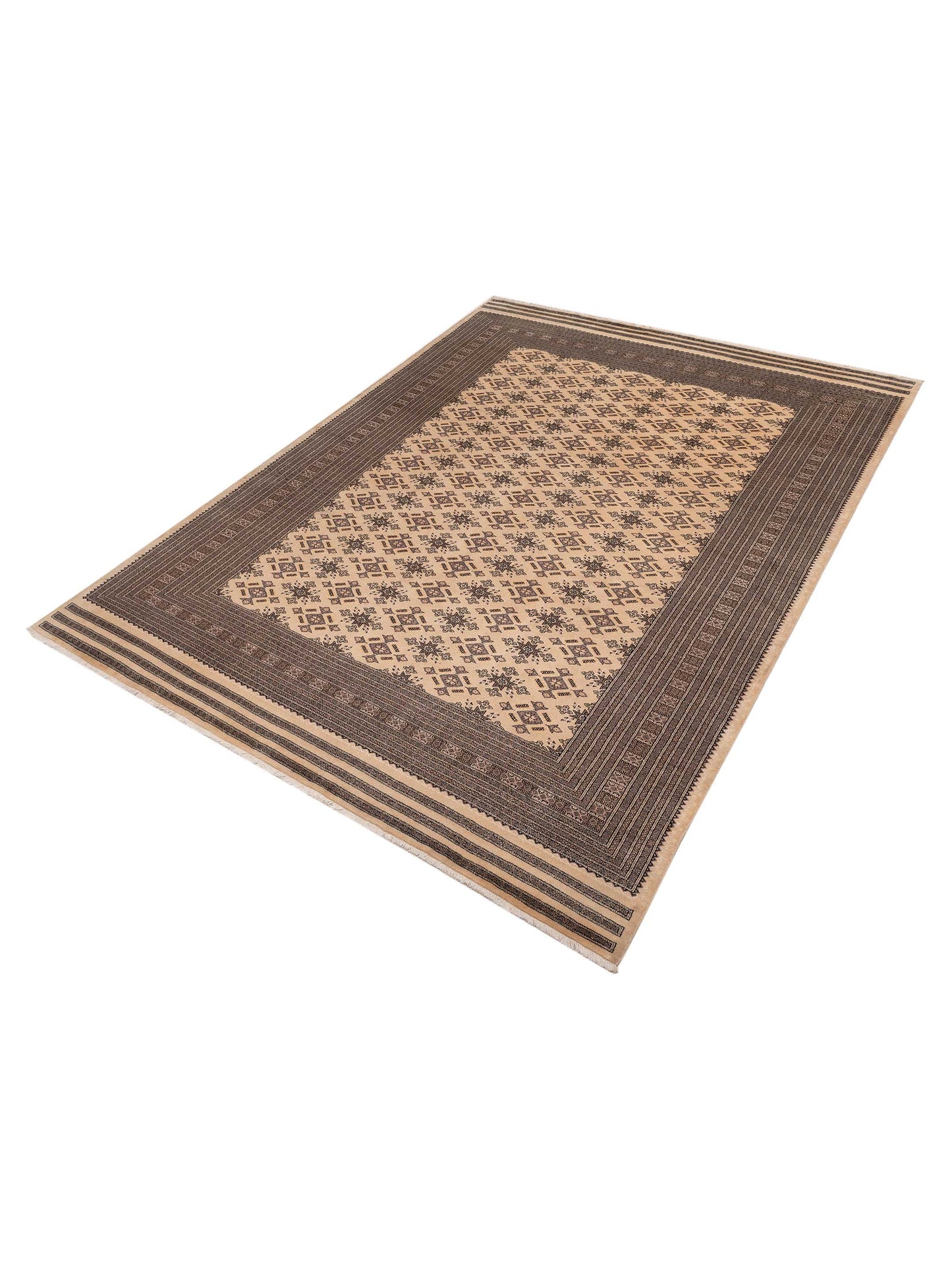 Bokhara 153421 Beige Black 9.6x12.9 Hand Knotted Rug
