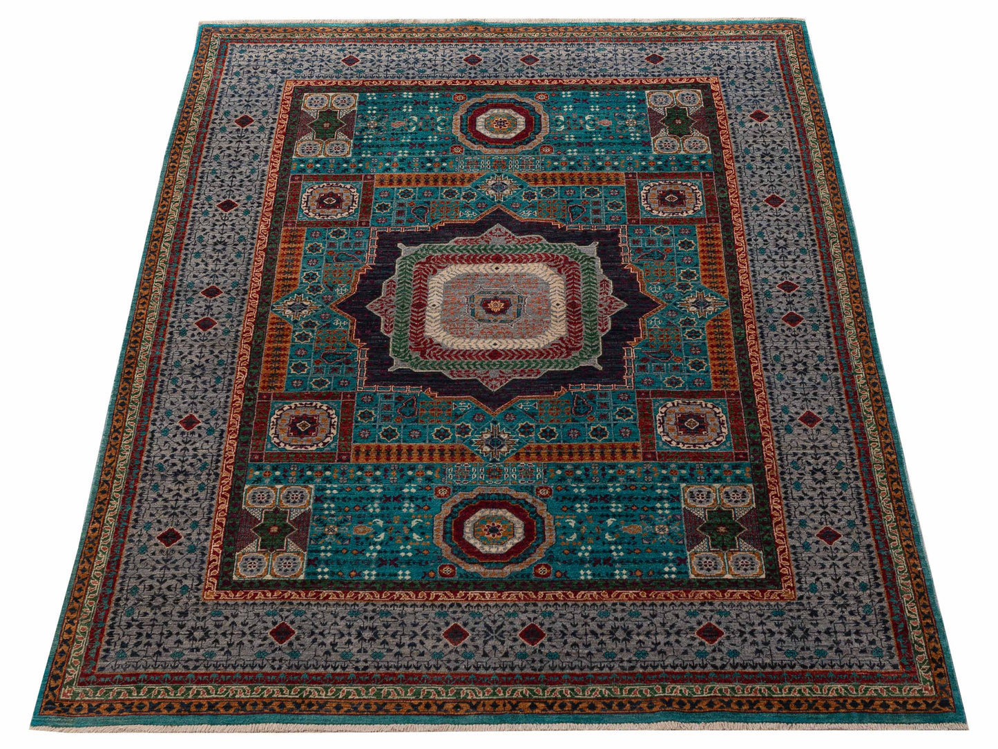 Artisan Mamluk 154642 Blue Gray 5.9x7.10 Hand Knotted Rug