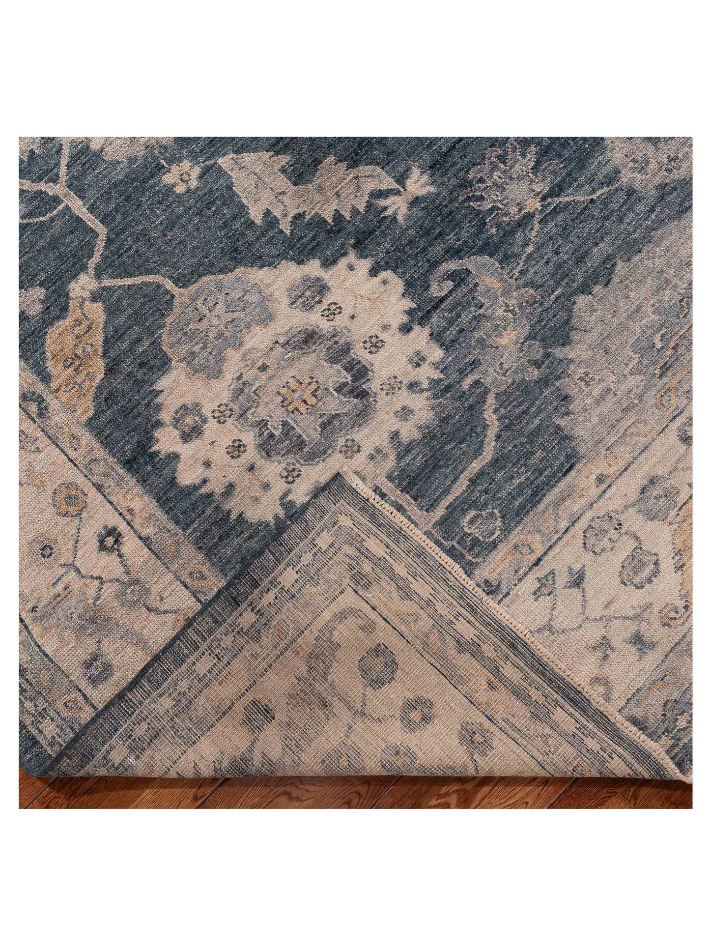 Angora Oushak 156271 Blue Ivory 9.1x11.10 Hand Knotted Rug