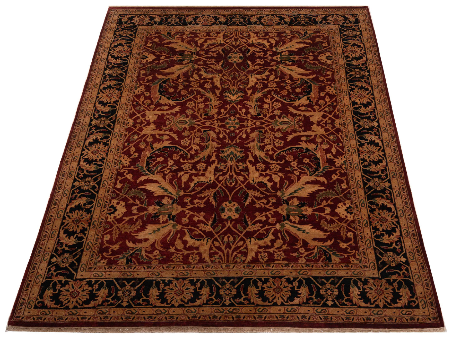 Crown 83586 Red Black 9x12 Hand Knotted Rug