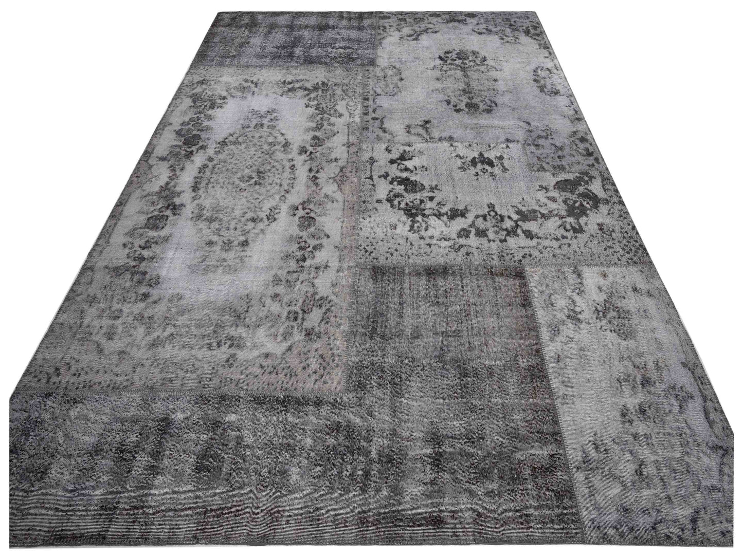 Turkish Vestige Patchwork 130953 Gray 11.5x15.6 Hand Knotted Rug