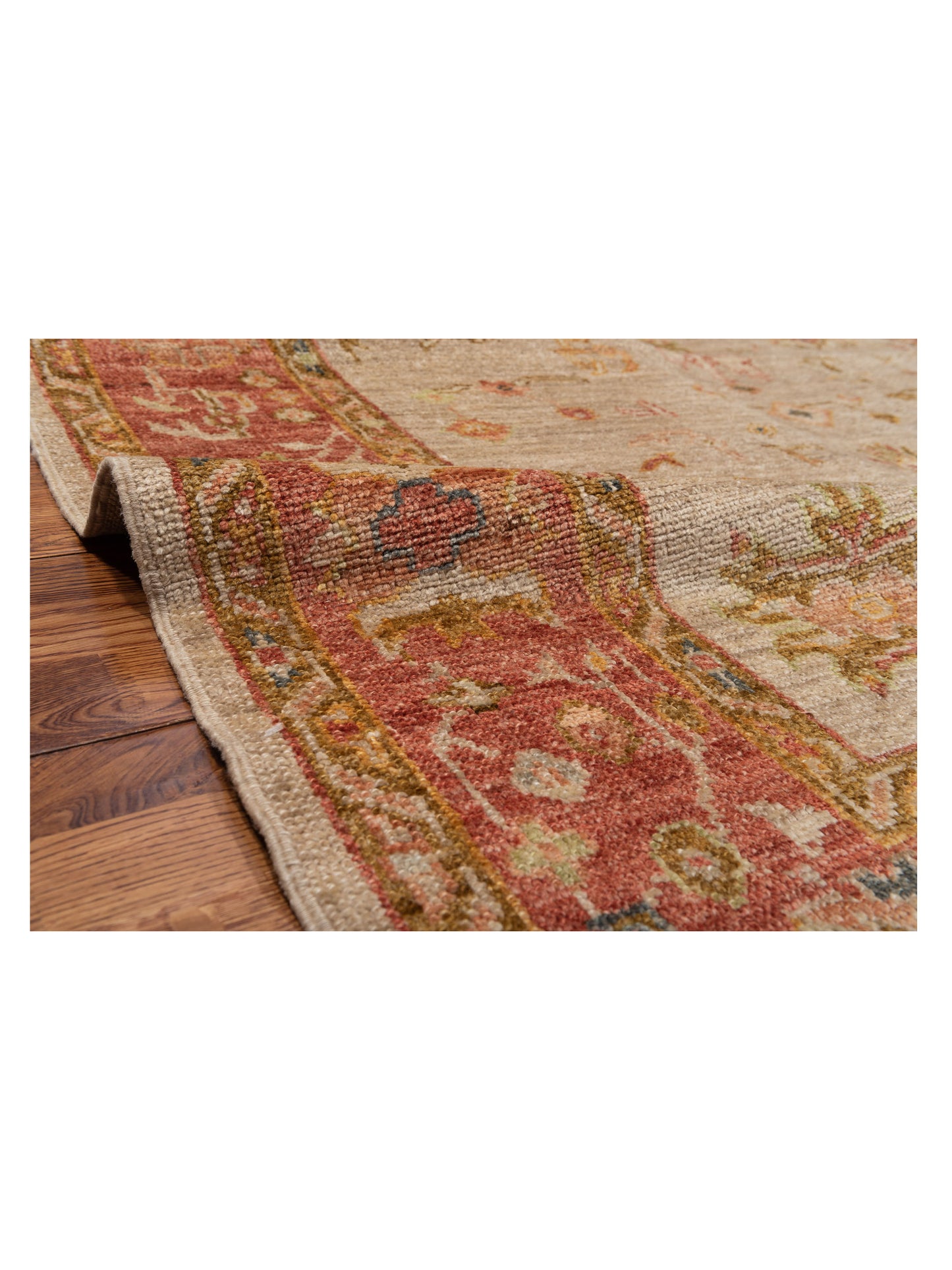 Angora Oushak 144593 Silver Red 6.4x12.6 Hand Knotted Rug