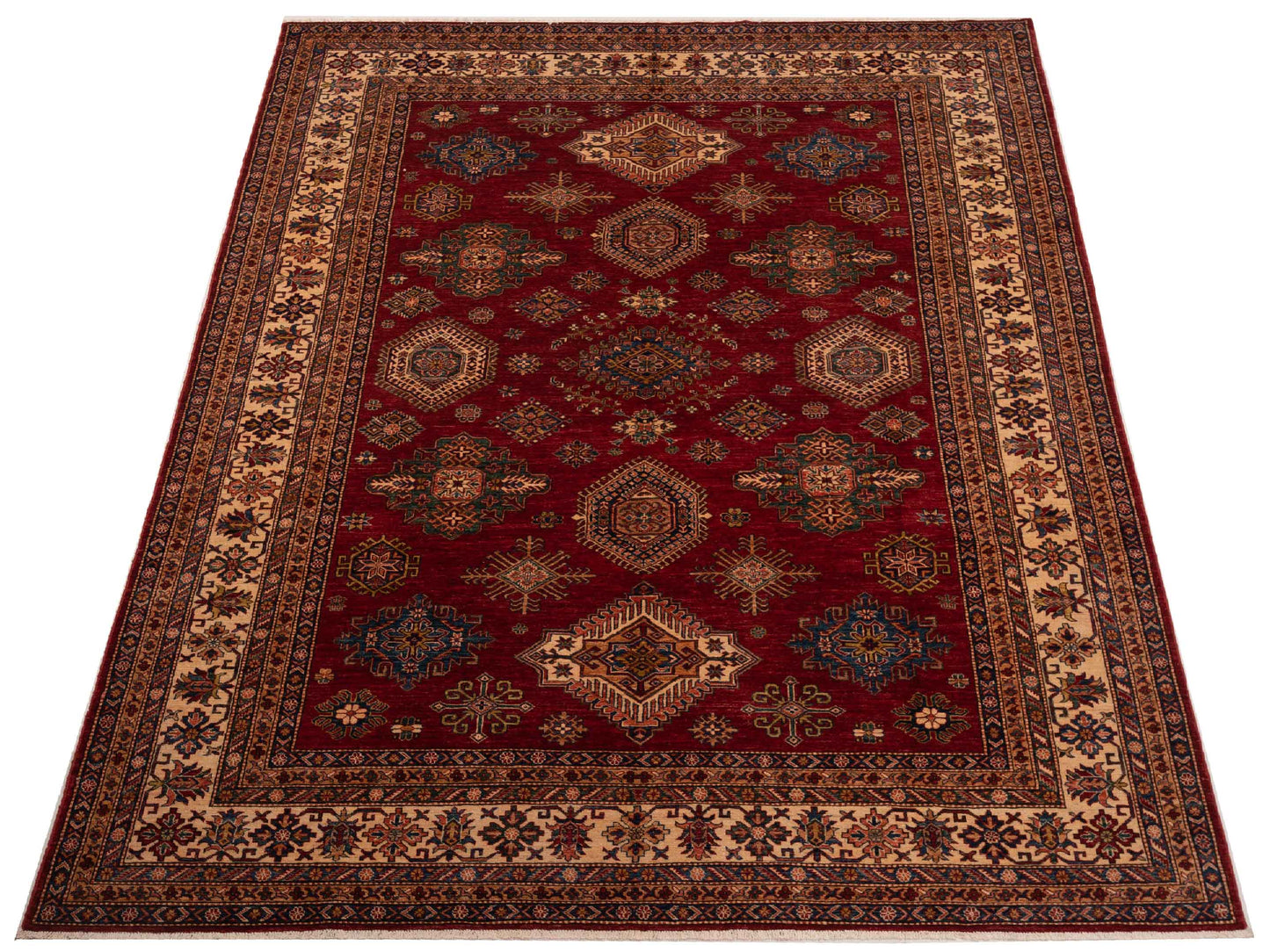 Artisan Kazak 145914 Red Ivory 9x12.3 Hand Knotted Rug