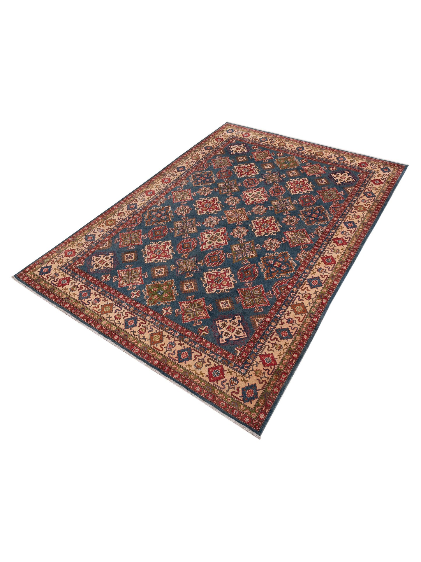 Kazak 151923 Blue Ivory 8.11x12.7 Hand Knotted Rug