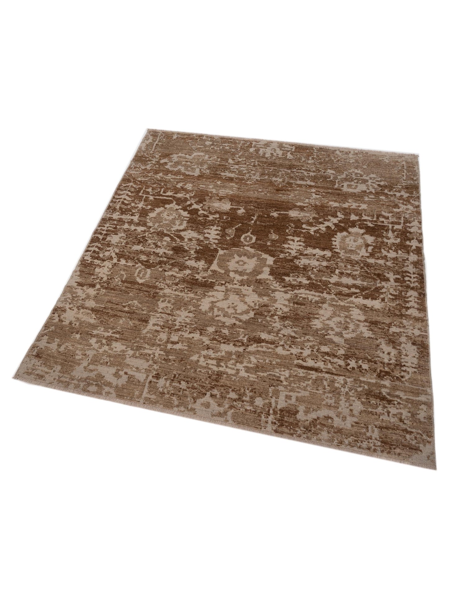 Angora Oushak 126694 Brown Silver 6.4x6.8 Hand Knotted Rug