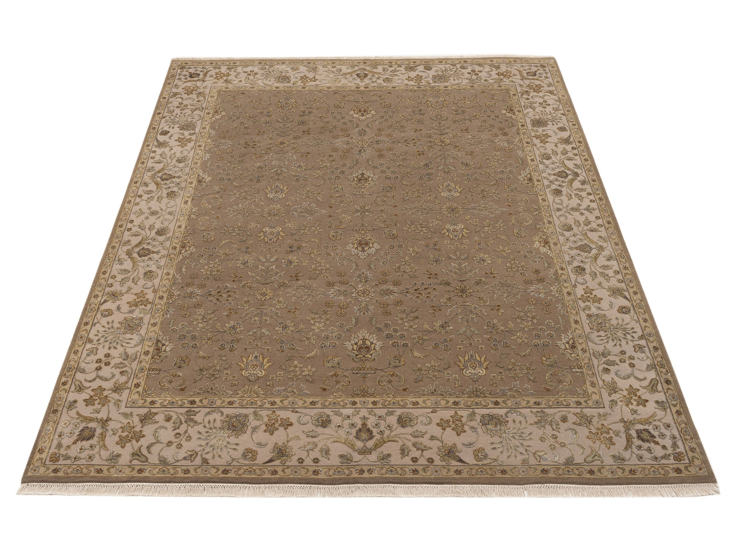 Imperial Silk 152112 Brown Ivory 7.11x10 Hand Knotted Rug