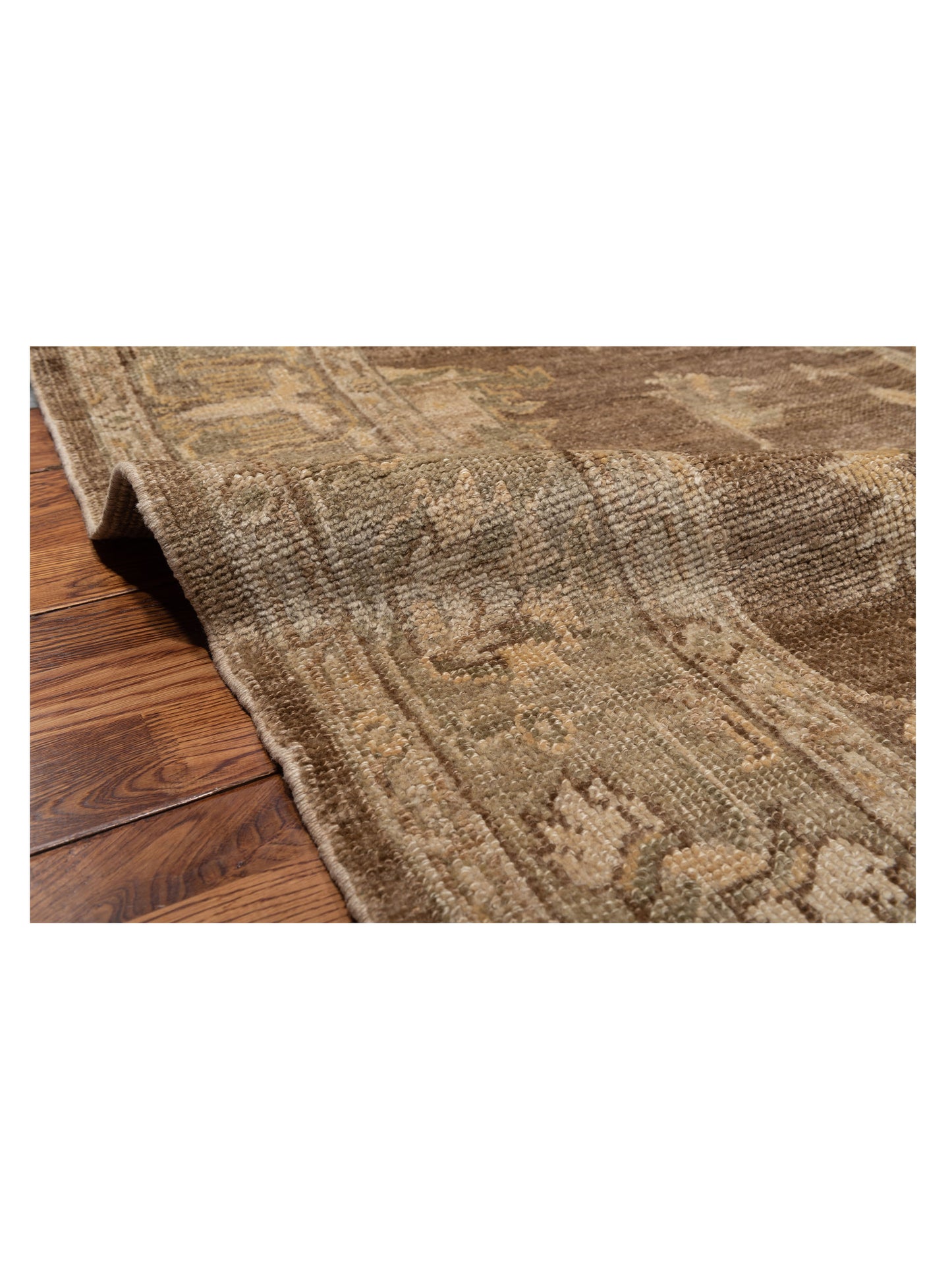 Angora Oushak 118240 Brown Green 6.4x12.3 Hand Knotted Rug