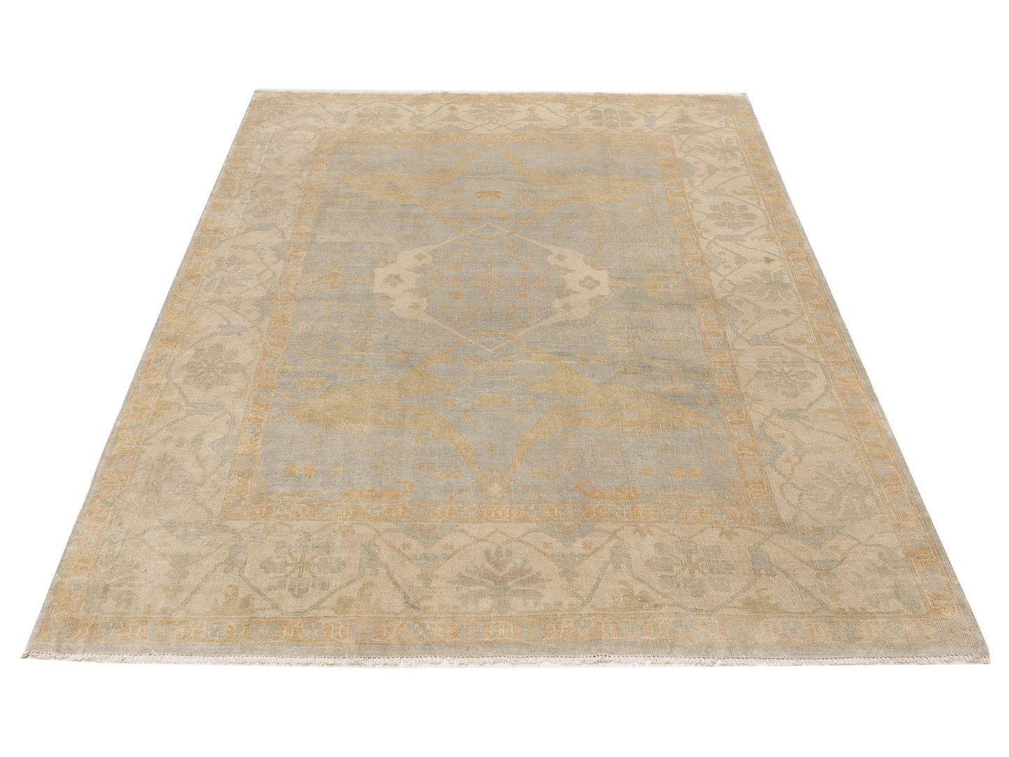 Oushak Shah 153720 Blue Ivory 9.3x11.10 Hand Knotted Rug