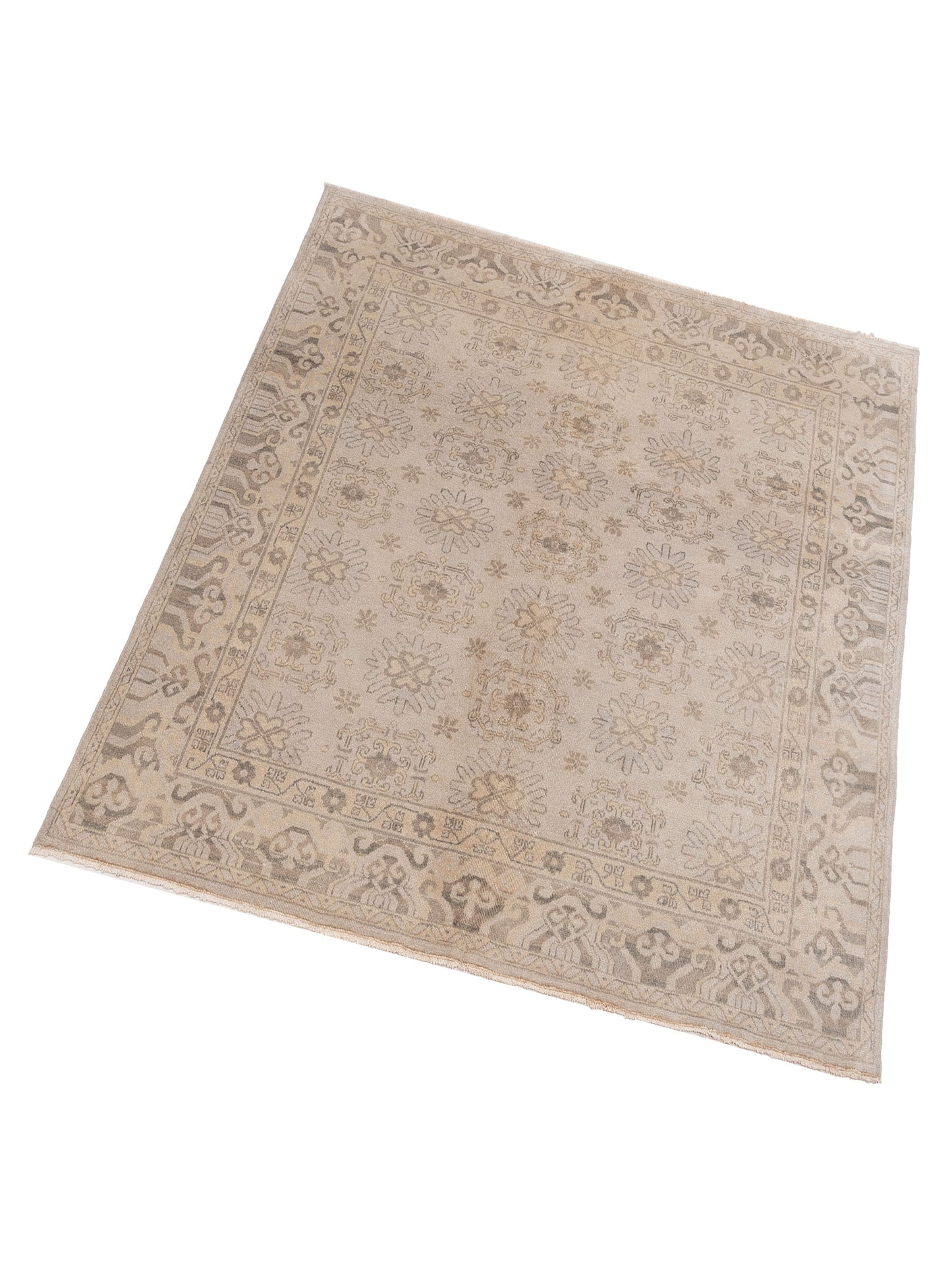 Evren 122214 Gray Gray 6.7x6.7 Hand Knotted Rug