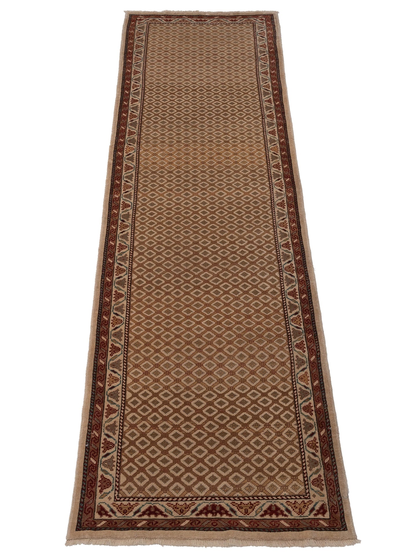 Antique Loom 147408 Brown Ivory 3x10.11 Hand Knotted Rug