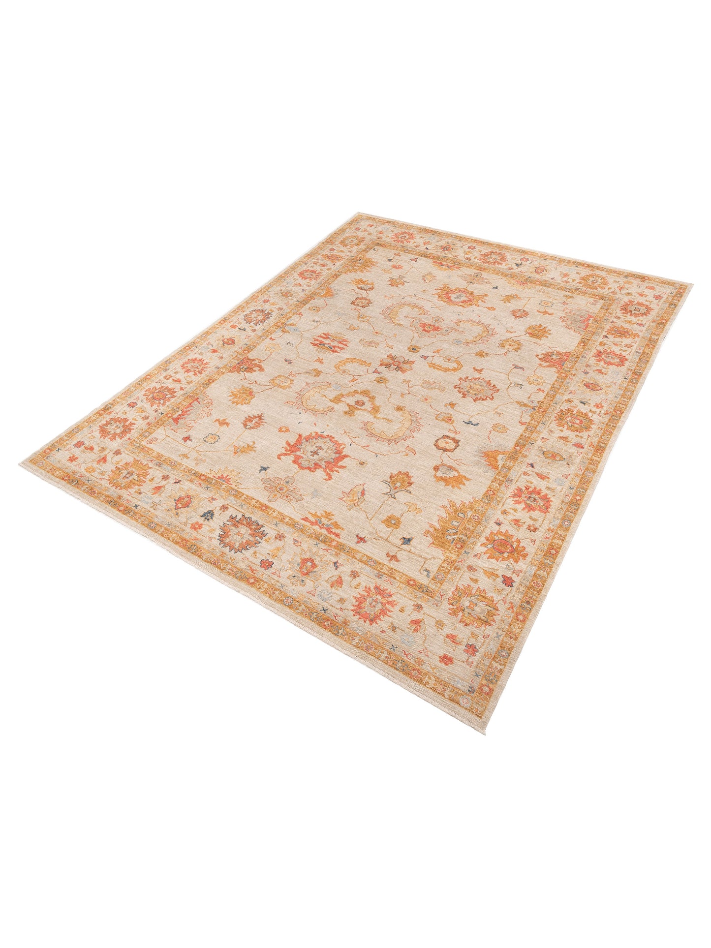Angora Oushak 145863 Ivory Ivory 11.8x15.2 Hand Knotted Rug