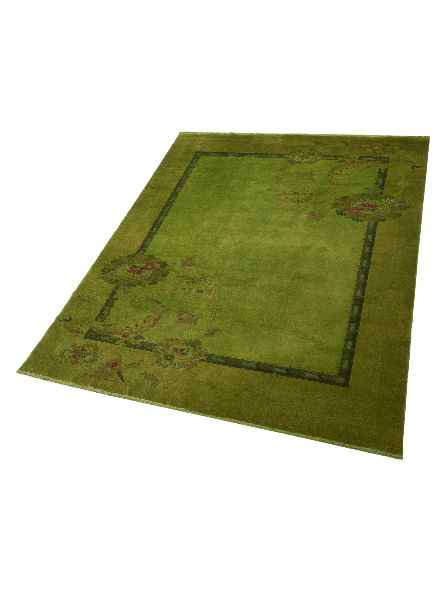 Vintage 106718 Green 8.7x11 Hand Knotted Rug