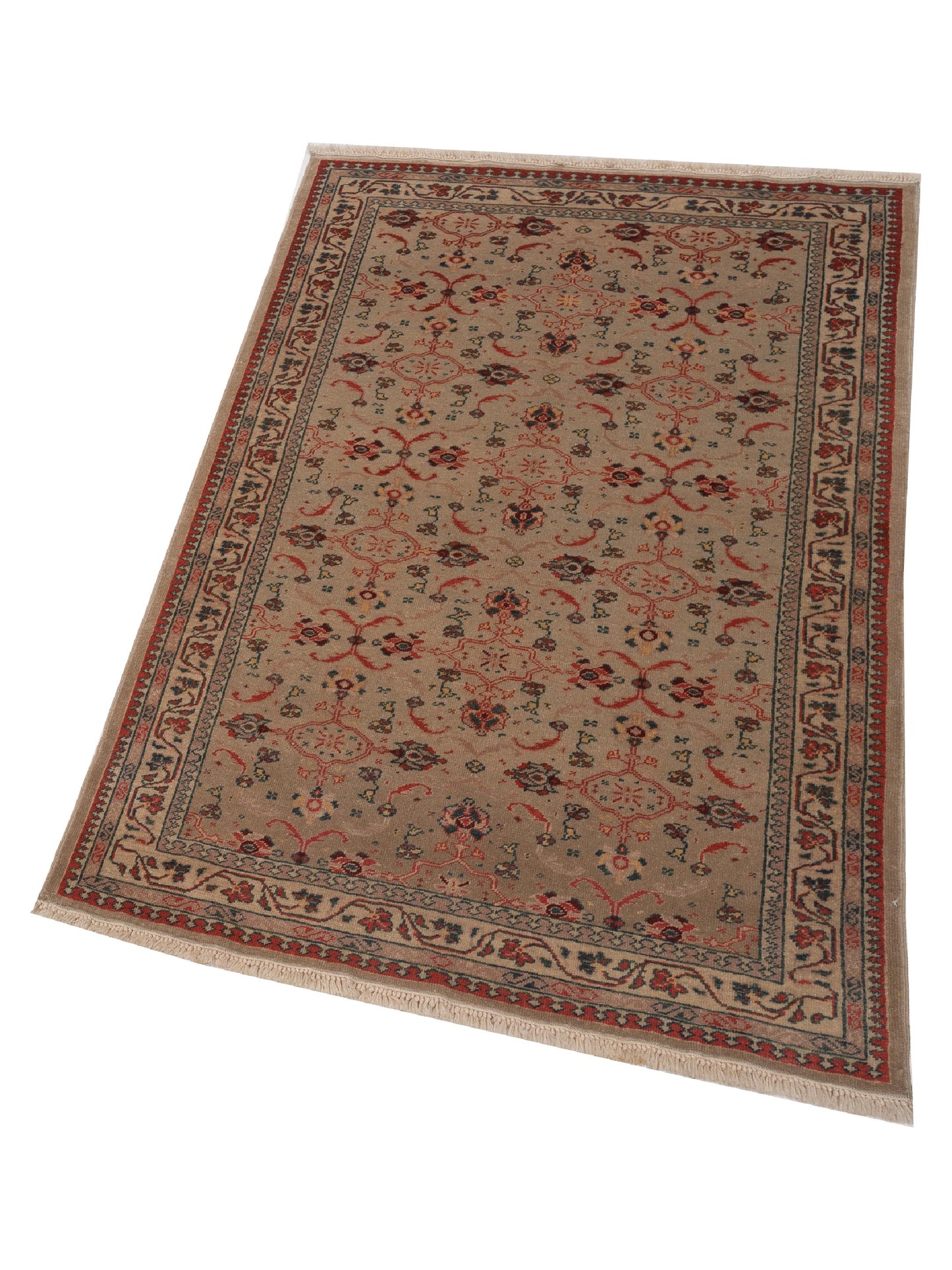 Antique Loom 117155 Beige Ivory 4x6 Hand Knotted Rug