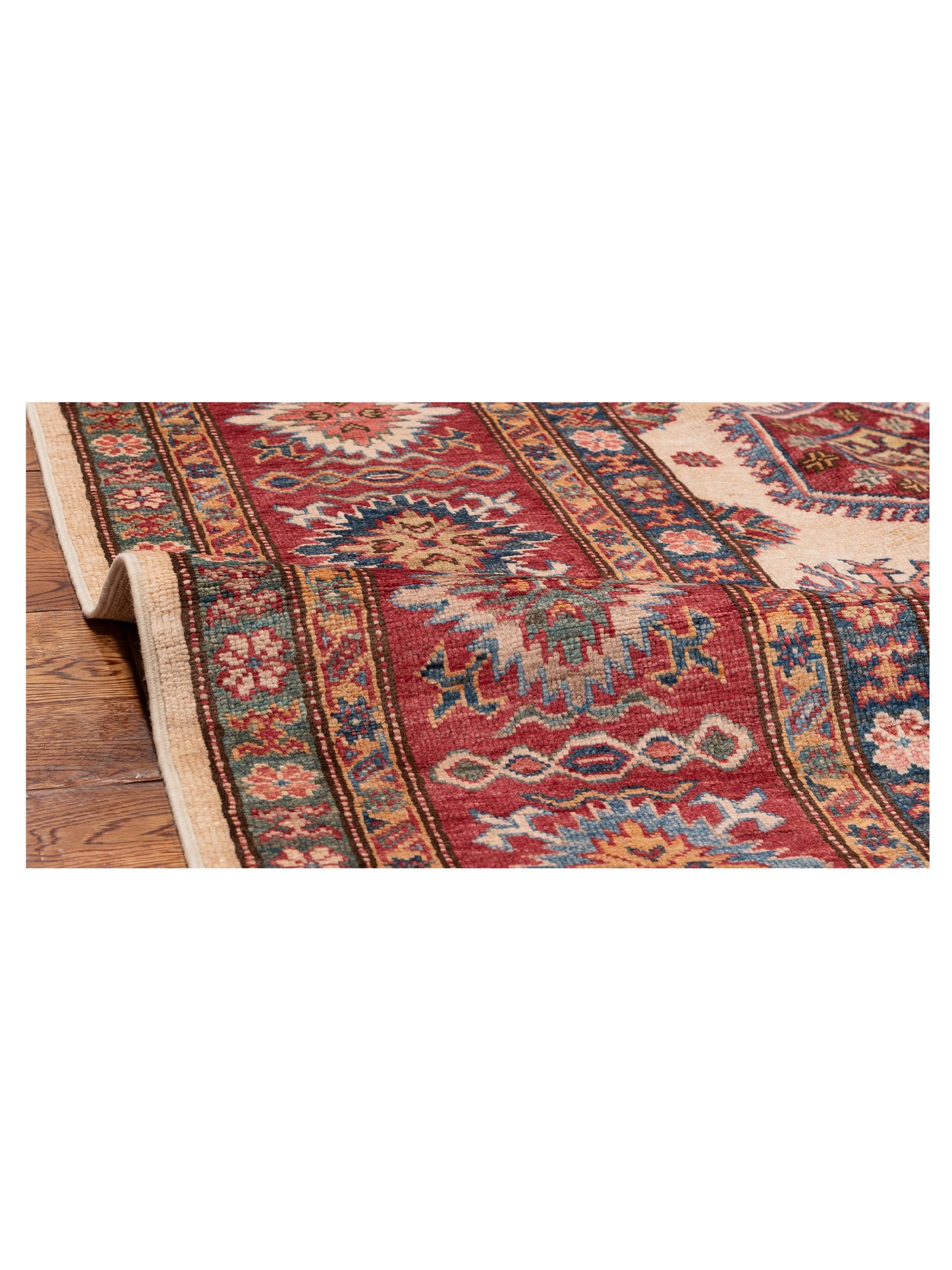 Artisan Kazak 152826 Ivory Red 9x11.9 Hand Knotted Rug