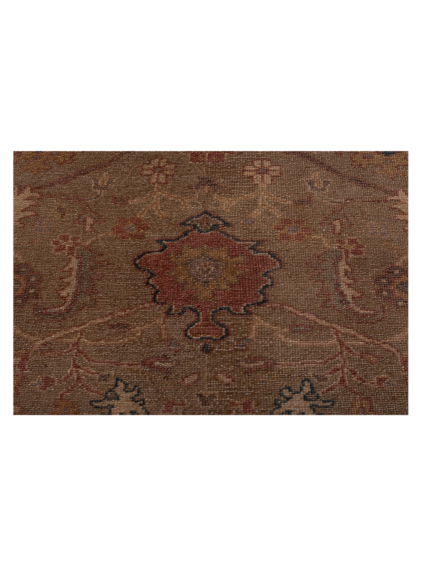 Turkish Elvan Maile Green Pink 12.1x17.5 Hand Knotted Rug