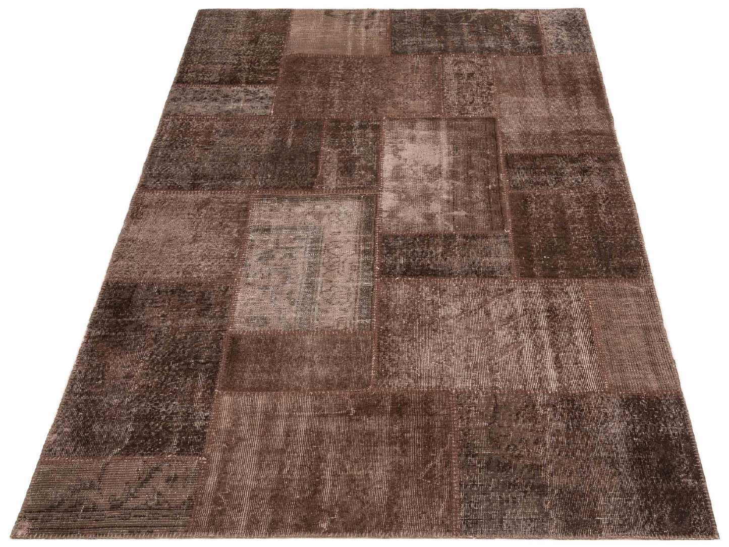 Turkish Vestige Patchwork 109920 Brown Brown 6x9 Hand Knotted Rug