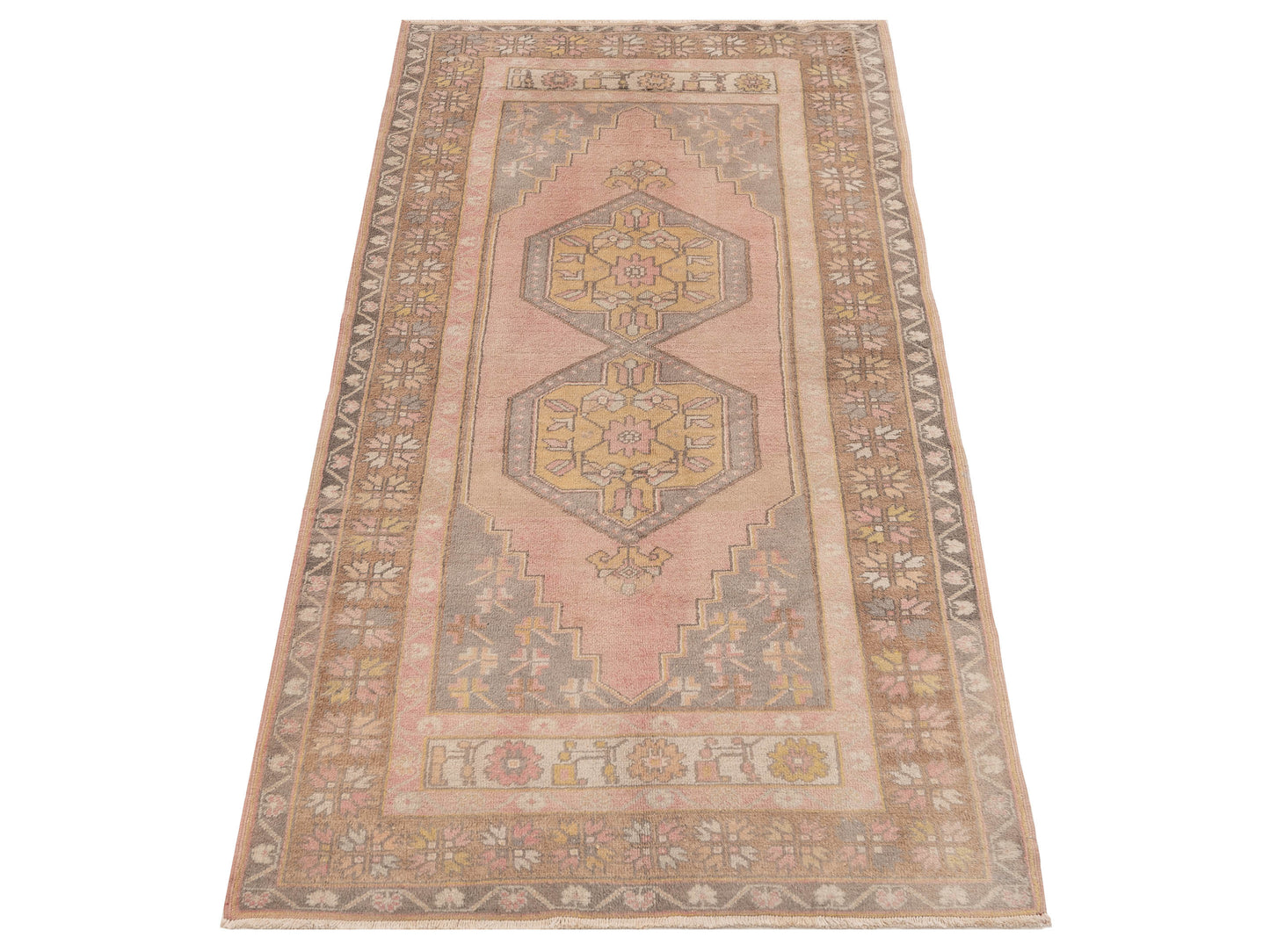 Old Anatolian 142832 Pink Brown 4x8.2 Hand Knotted Rug