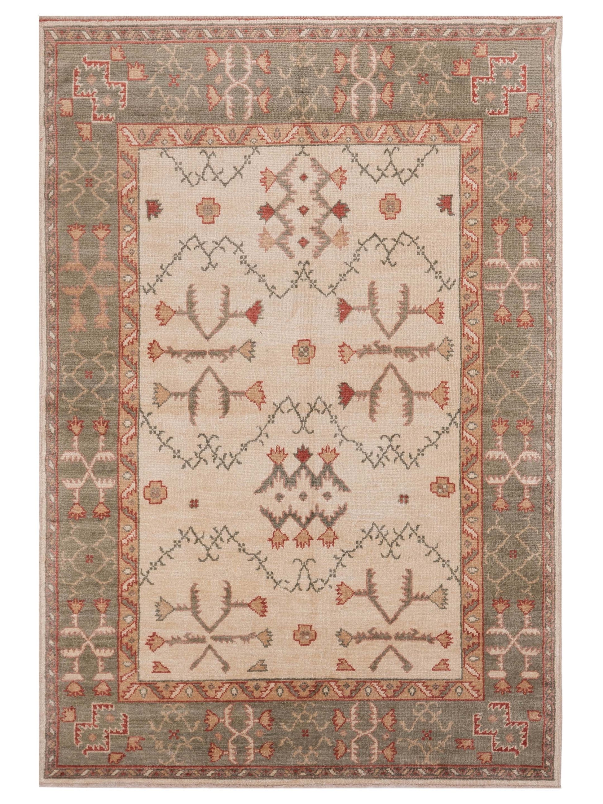 Pasha Anadol Oushak  Ivory Green Traditional