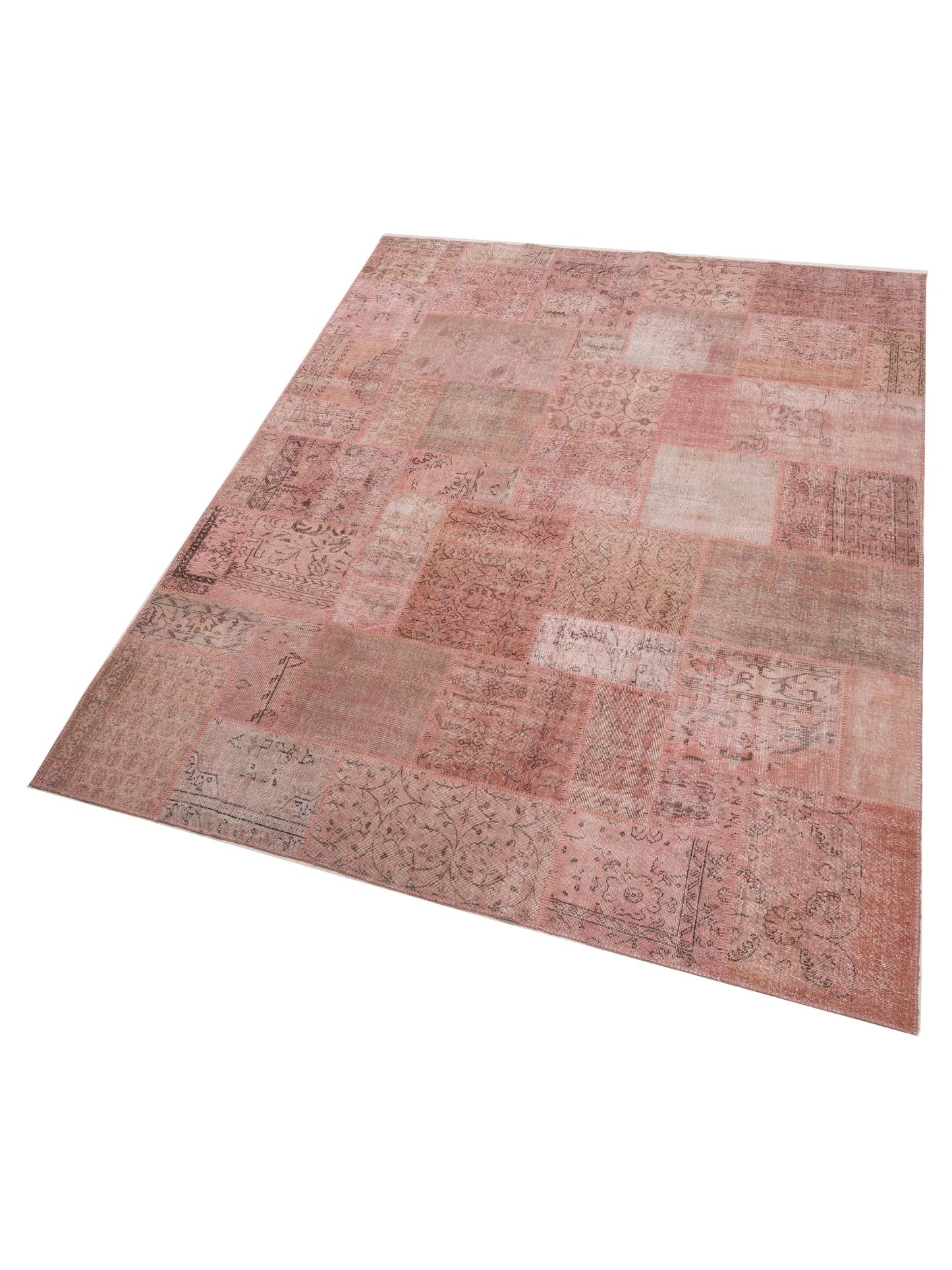 Turkish Vestige Patchwork 149171 Pink 9x12 Hand Knotted Rug