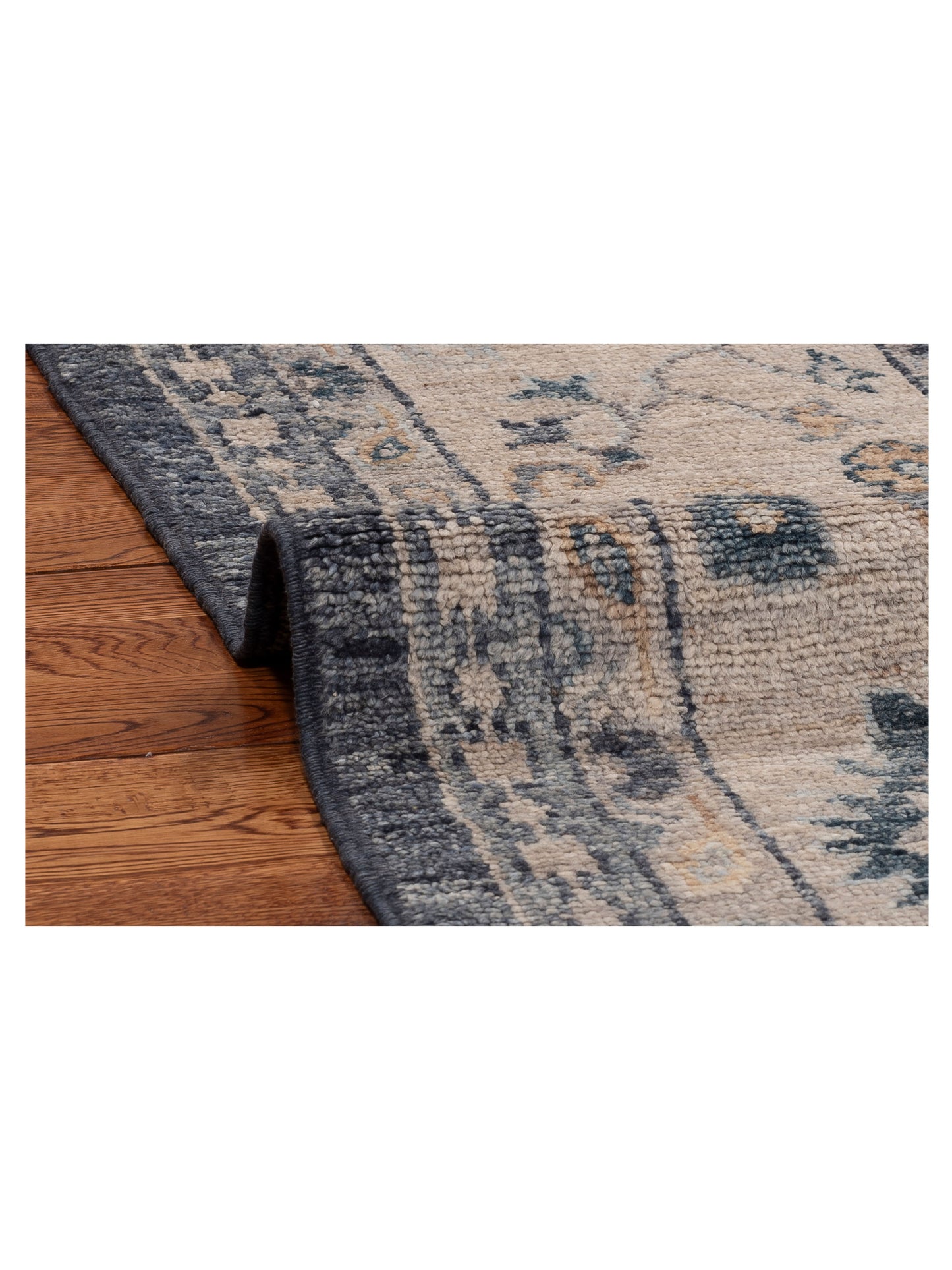 Angora Oushak 154988 Blue Ivory 8.11x11.4 Hand Knotted Rug