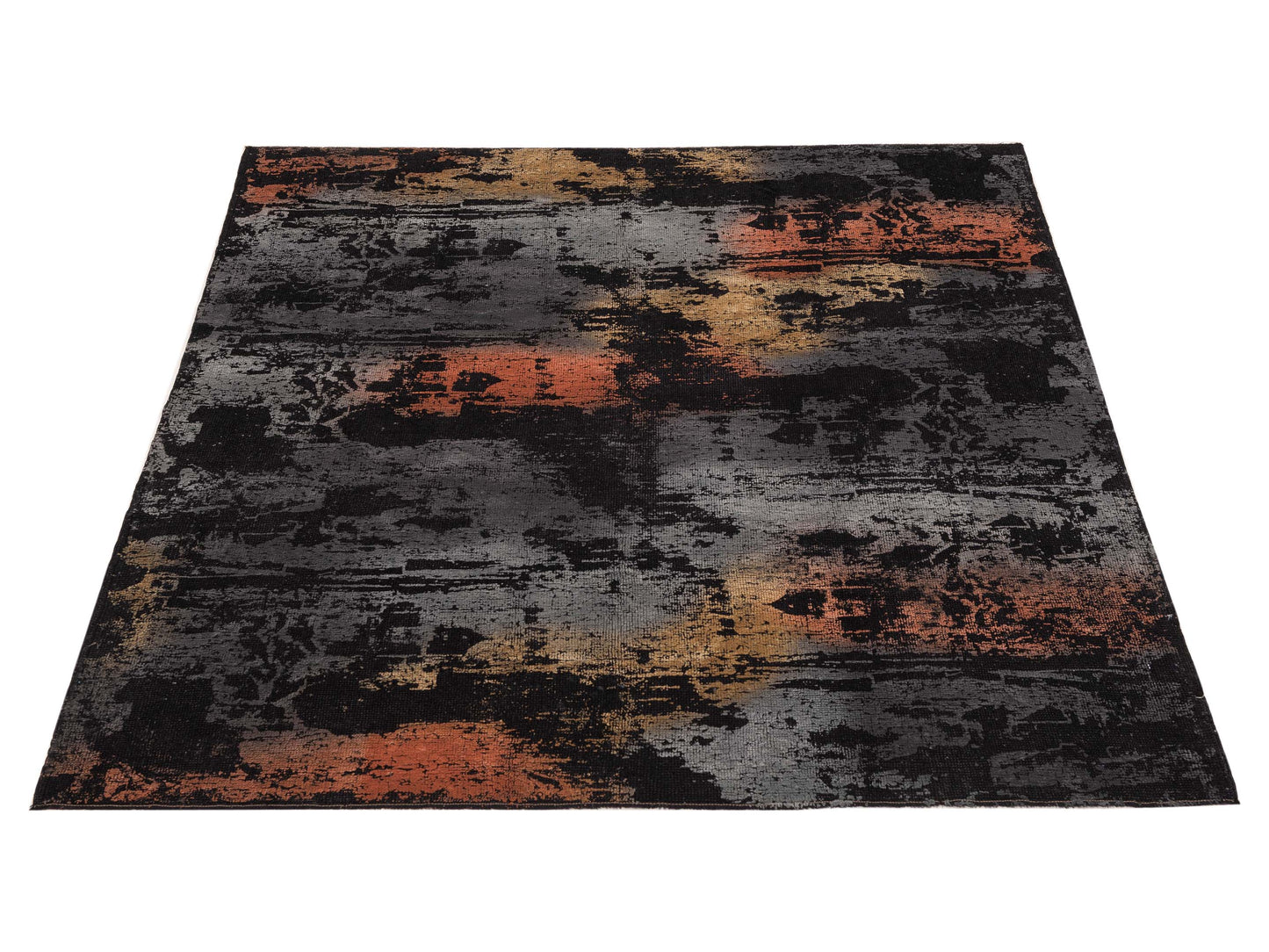 Vintage 108911 Black 6.11x7.4 Hand Knotted Rug