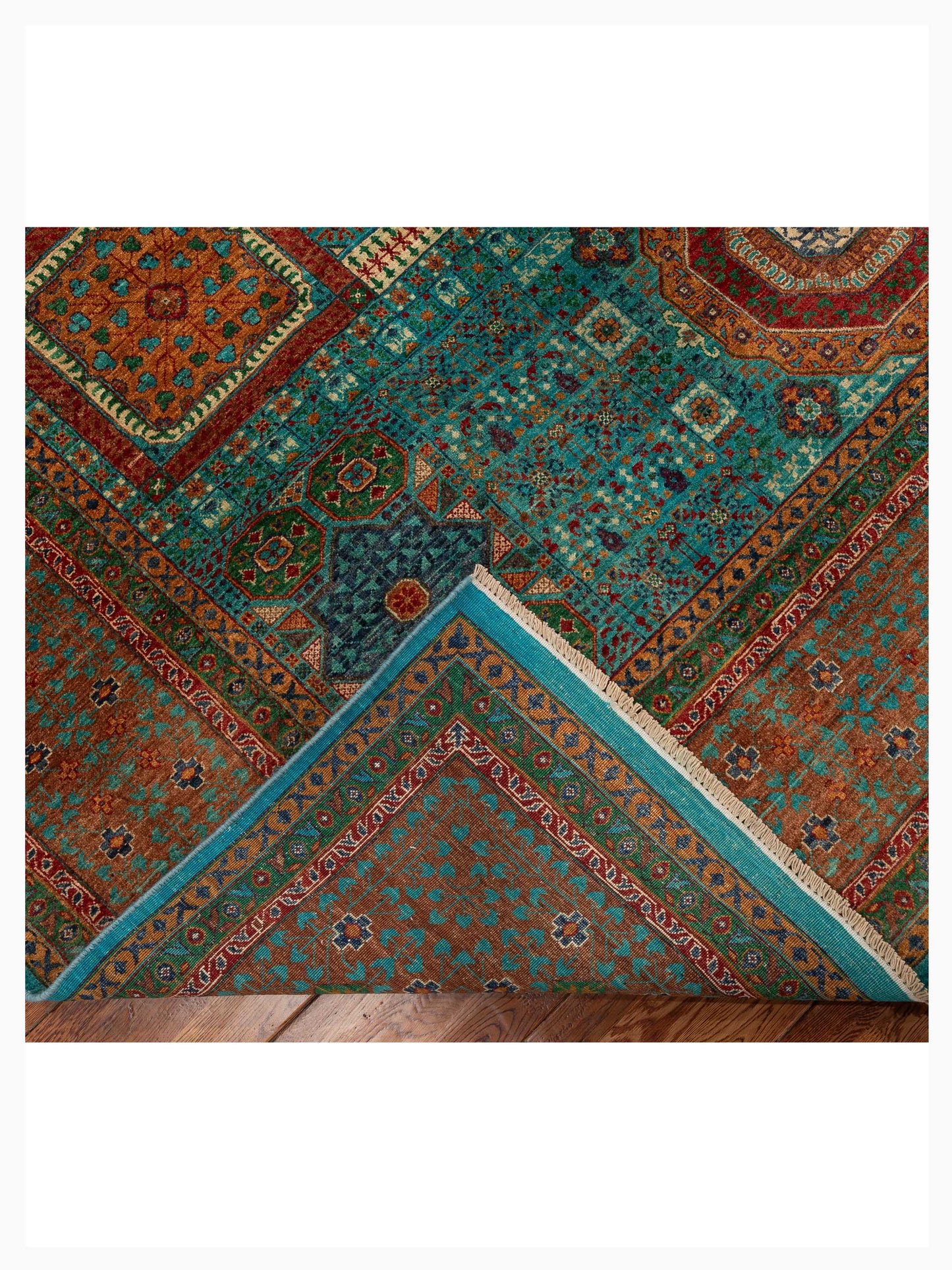 Artisan Mamluk 155044 Turquoise Brown 9.1x12.6 Hand Knotted Rug