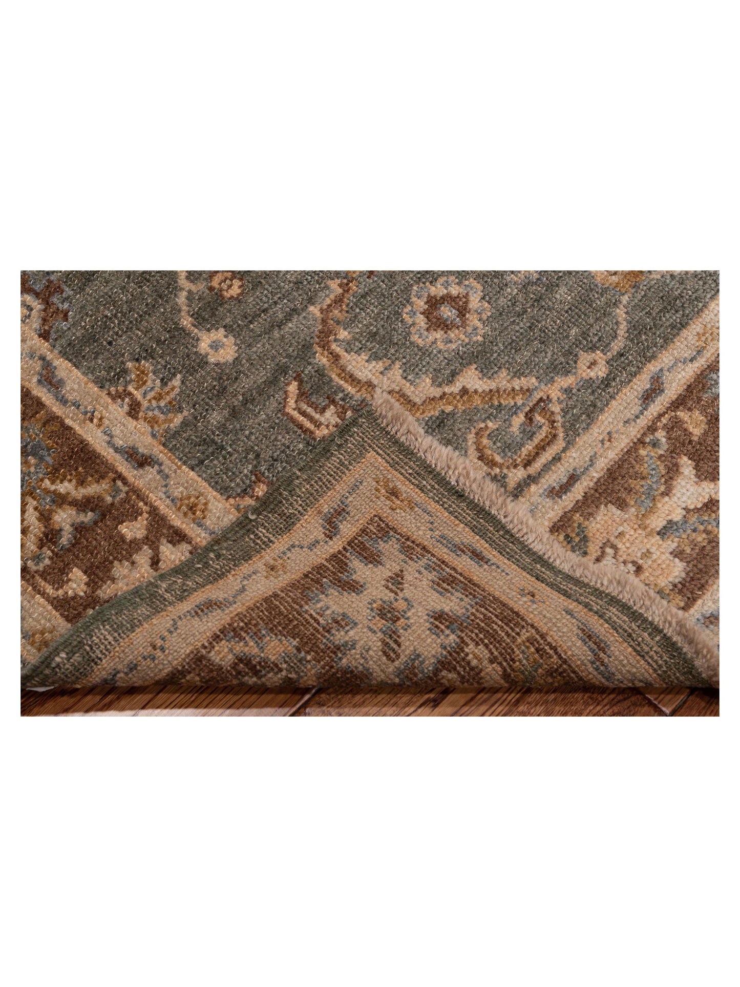 Angora Oushak 117573 Green Brown 4.1x5.5 Hand Knotted Rug